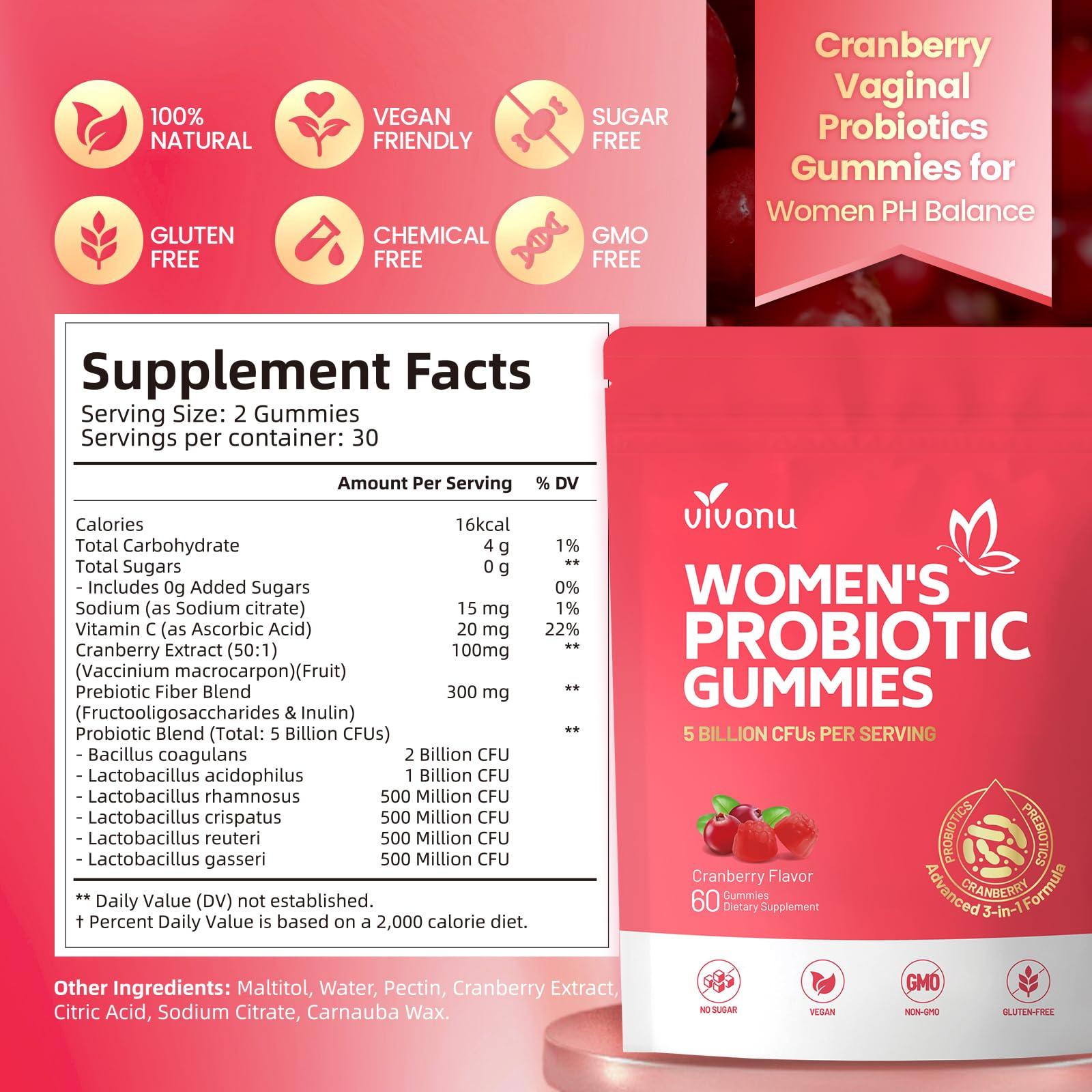 Vaginal Probiotics for Women, Feminine Balance pH Gummies for Healthy Odor, Yeast Balance & Flora + Vitamin C for Immune Support -Cranberry - Image 7