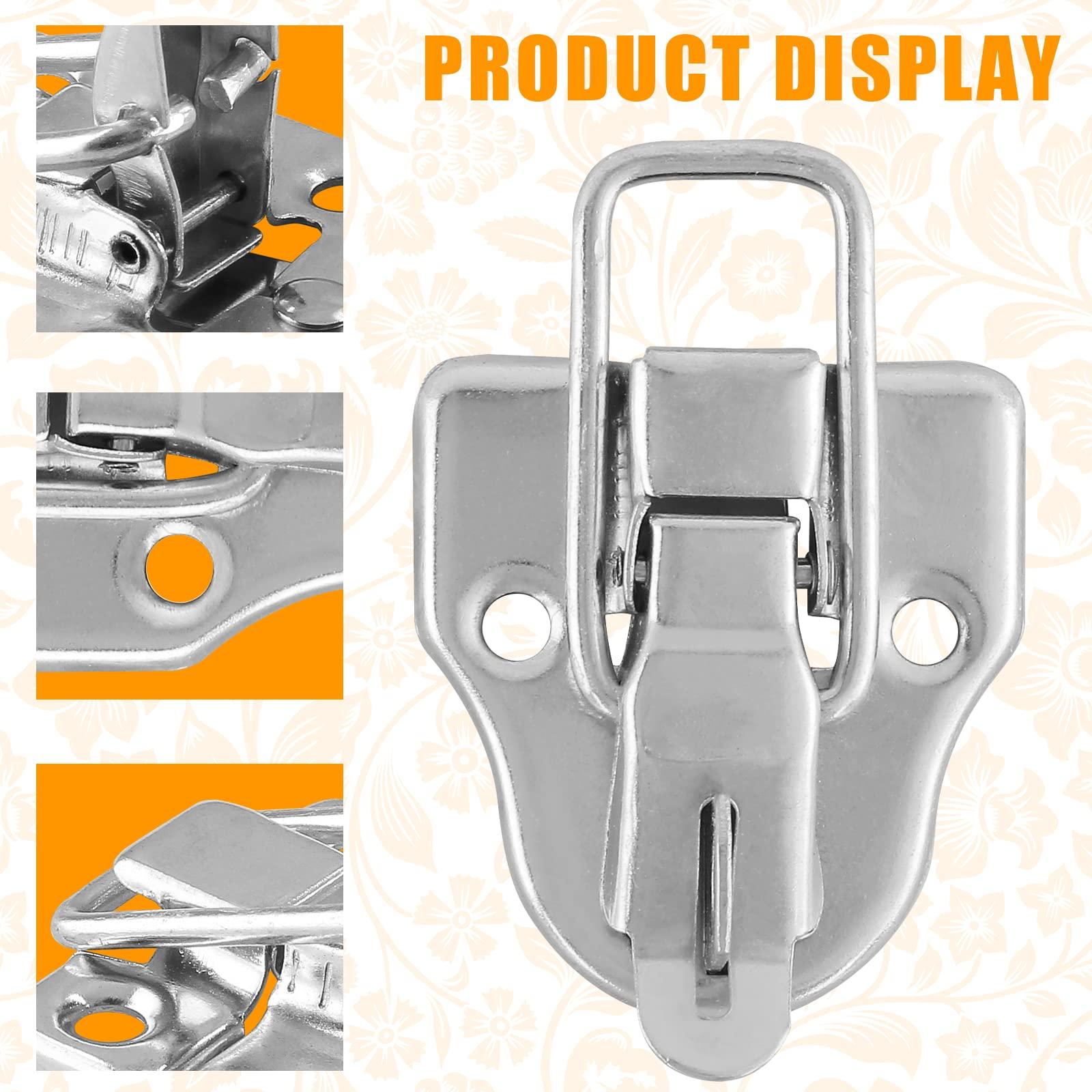 Zorfeter 8Pcs Modern Silver Style Duckbilled Hasp Clasp Latch Lock Box Toggle Latch with Padlock Hole for Jewelry Box Cabinet Toolbox Vintage Suitcases (with Screws) - Image 5