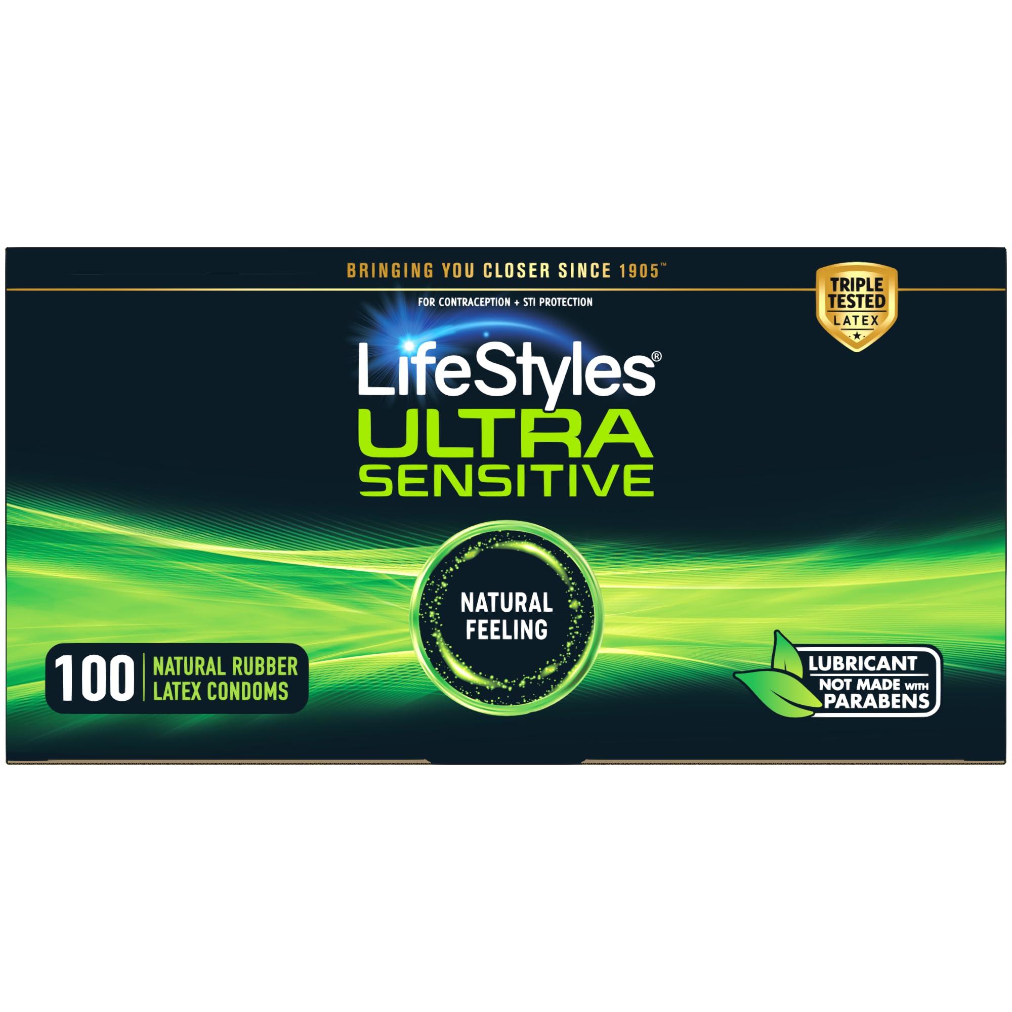 LifeStyles Ultra Sensitive Premium Lubricated Natural Latex Condoms Value Pack - 100 Count, 1 Pack - Triple Tested for Best Protection, Made with UltraGlide Silicone Lube - Image 3