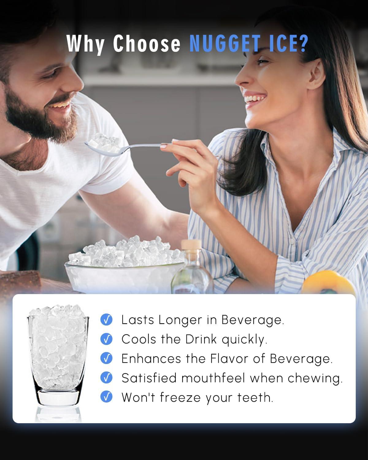 Maksone Countertop Nugget Ice Maker, 44lbs/24H,Ready in 7 Mins,Crushed ice Maker,Sonic Pebble Ice Machine - Image 6