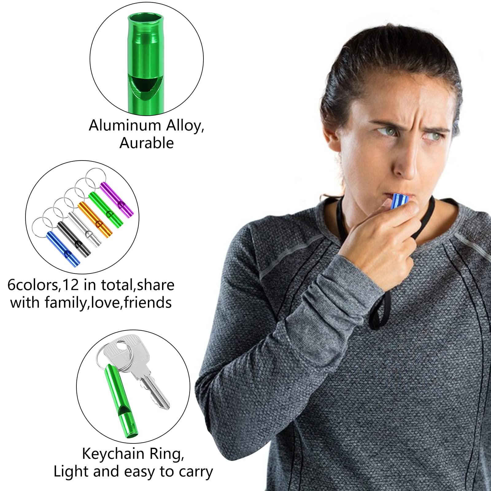 MIDELONG 6 pcs Emergency Whistle with Key Chain, Aluminum Extra Loud Safety Survival Whistle Keychain for Outdoor Sports Camping Hiking Boating Hunting, 6 Colors - Image 3