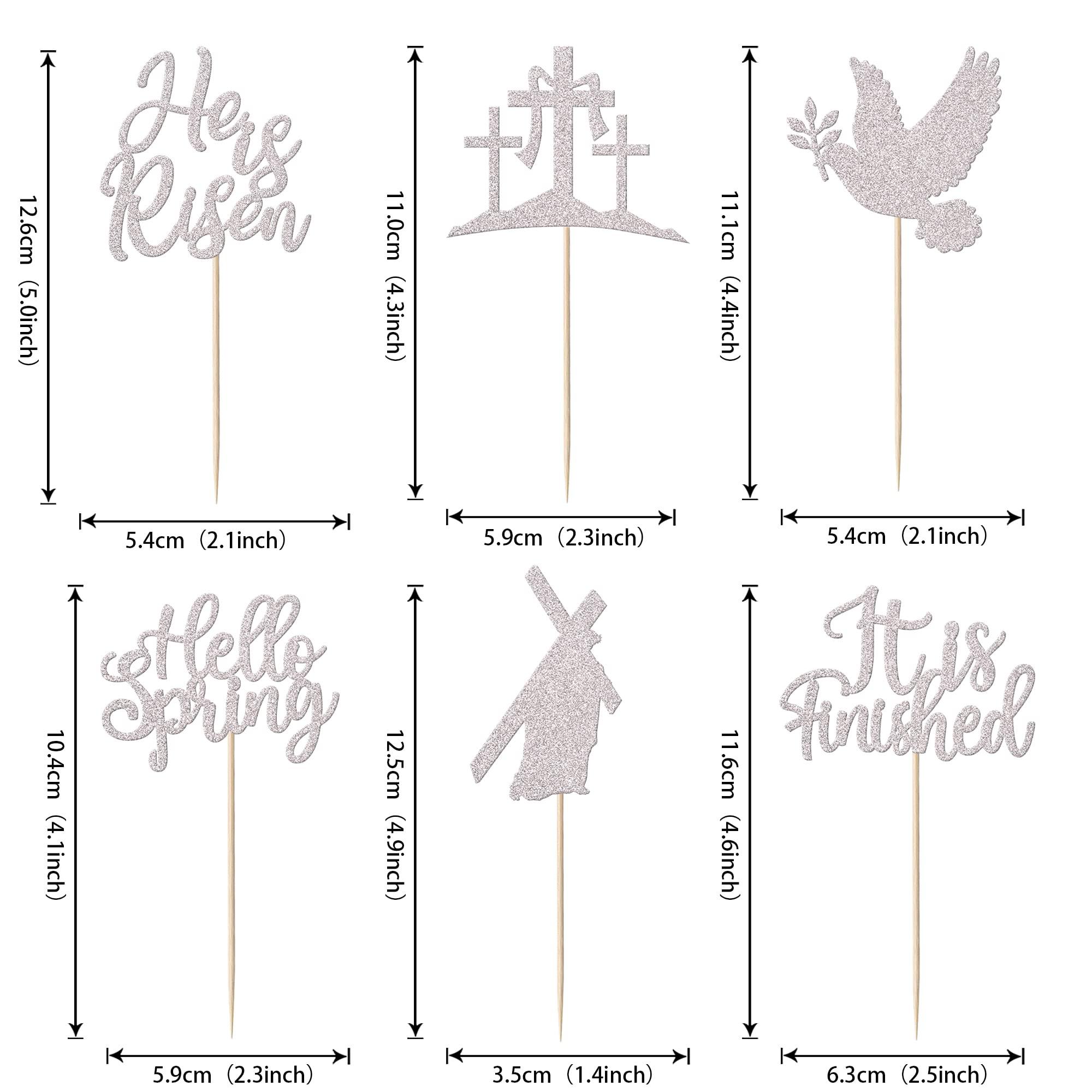 24 Pack Cross Cupcake Toppers Glitter It is Finished Peace Pigeon Cupcake Picks Hello Spring Cake Decorations for Christianity Theme Birthday Party Supplies Silver - Image 3
