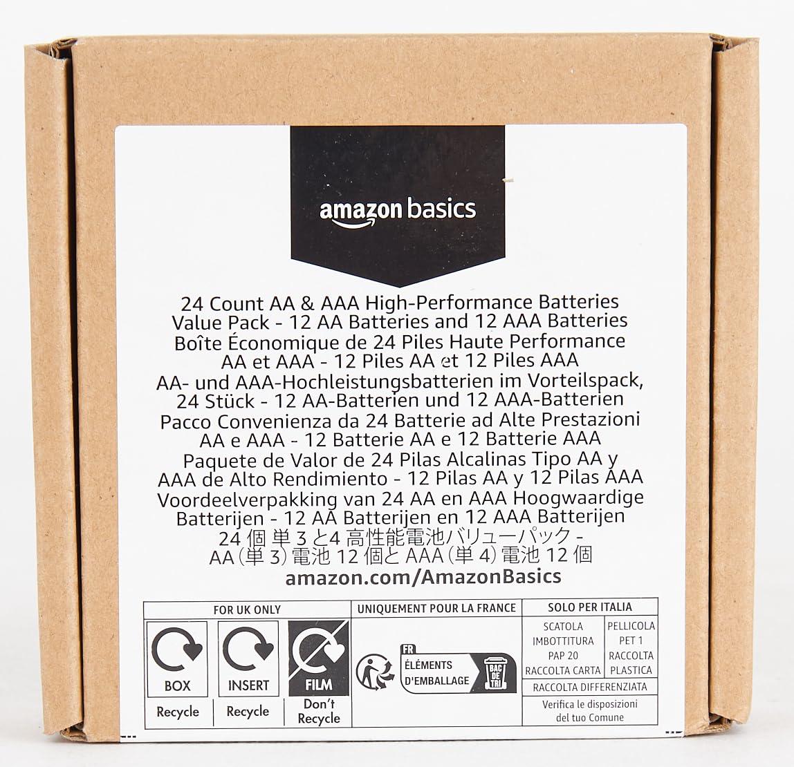 Amazon Basics 24 Count AA & AAA High-Performance Alkaline Batteries Value Pack - 12 Double AA Batteries and 12 Triple AAA Batteries - Image 7