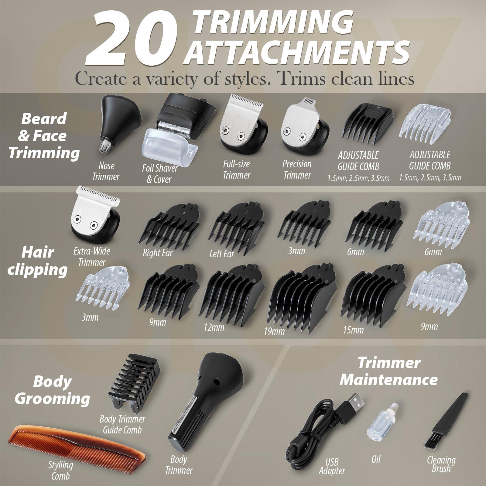 OLOV For Man Beard Trimmer, 21 Piece All-in-One Mens Grooming Kit and Hair Clipper, Nose, Ear,Body and Face, Electric Razor with USB Recharge Dock - Image 3