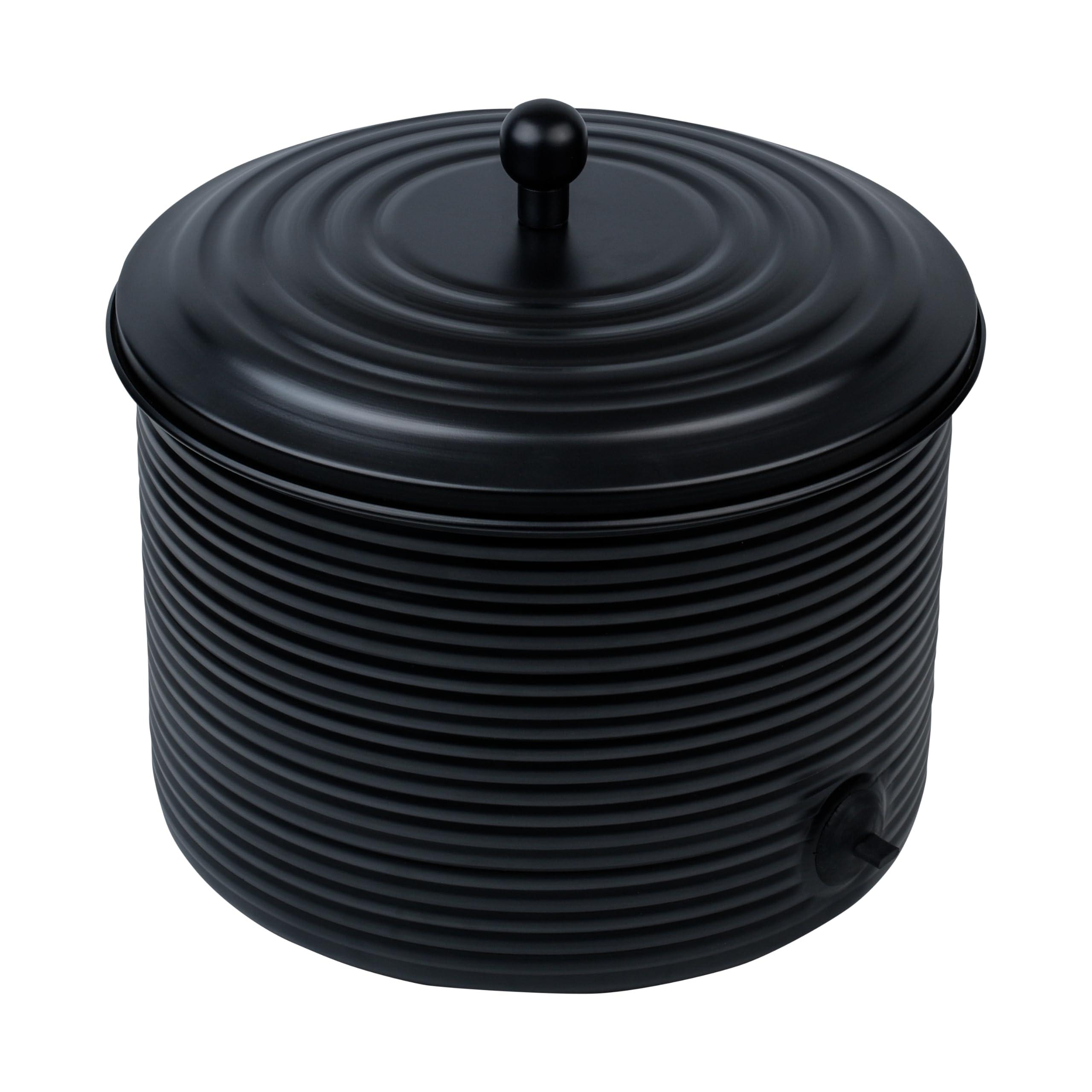 Garden Hose Holder Storage Pot with Lid Antique Ribbed | Water Hose Container Pot Outdoor or Indoor Use | Expandable Water Hose Hider Metal | Holds 125 ft Hose - Image 8