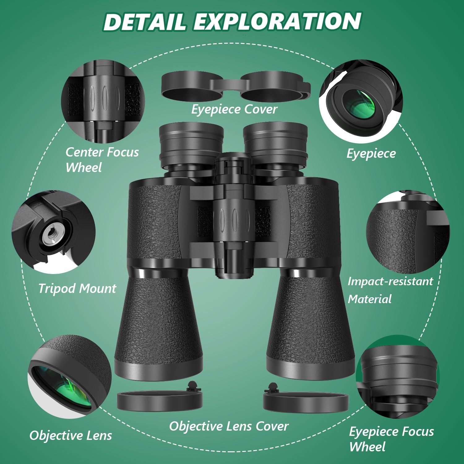 30x50 Binoculars for Adults, High-Powered Compact Professional Binoculars for Bird Watching, Hunting, Sports, Concerts, Travel, Cruise, and Outdoor, Waterproof with Case - Image 5