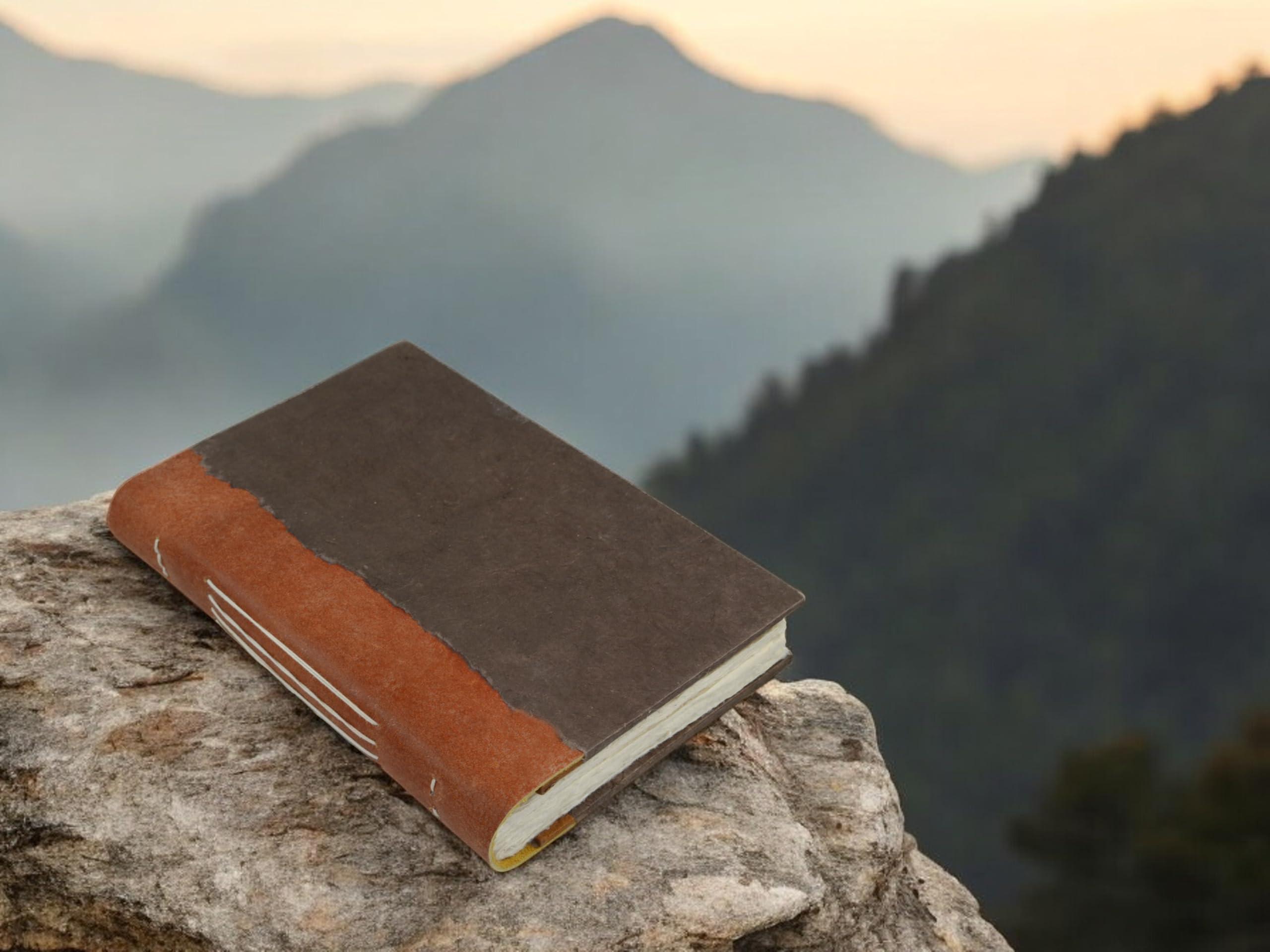 Kathmandu Valley Co. Nepali Collector Vintage Journal, Leather & Lokta Writing Hardcover Office Notebook Planner with Handmade Paper. Made in The Himalayas of Nepal. (6x9 Dark Walnut) - Image 2
