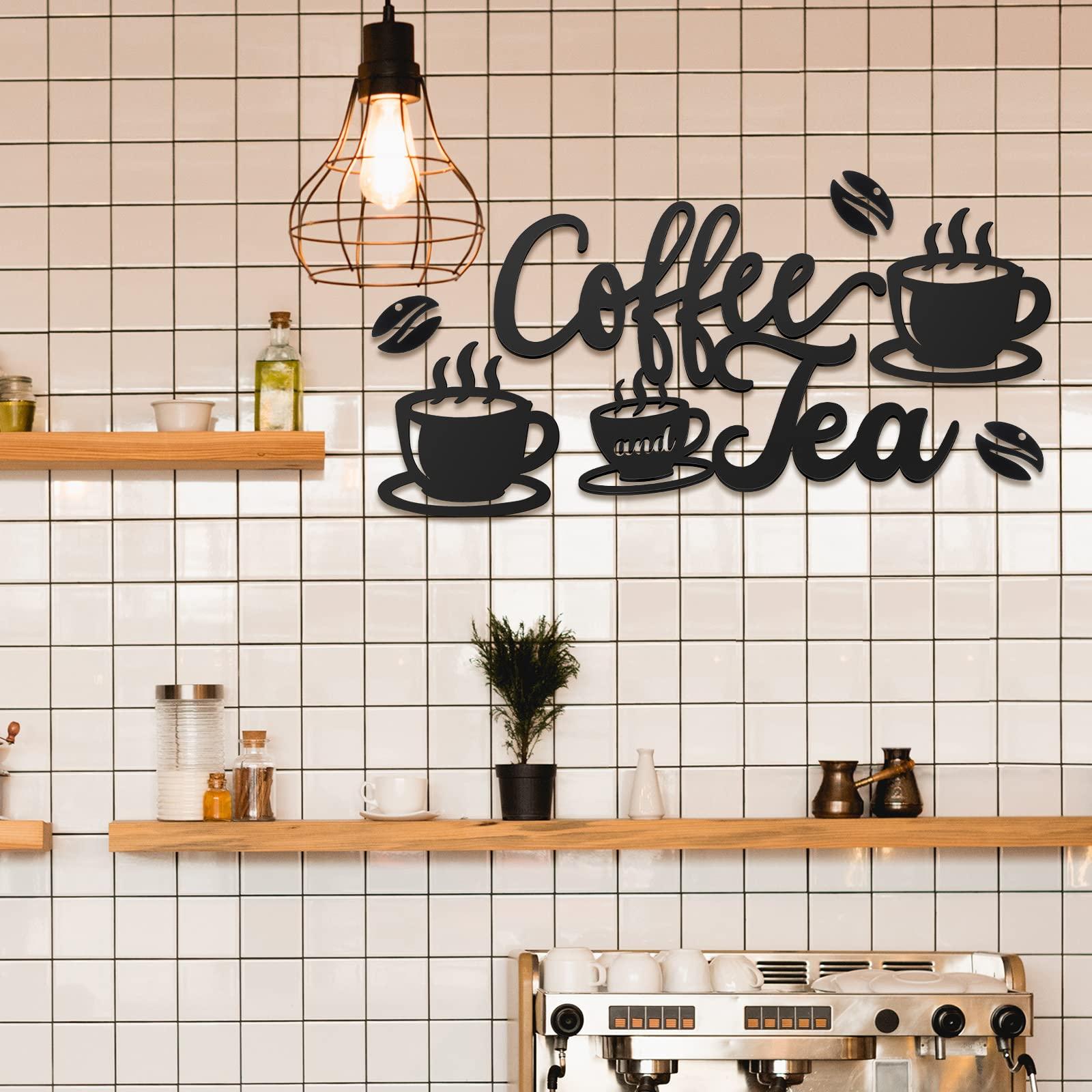Ferraycle Coffee Bar Rustic Metal Sign Rustic Coffee Bar Signs Hanging Wall Decor for Metal Wall Art for Home Office Kitchen(Coffee and Tea) - Image 7