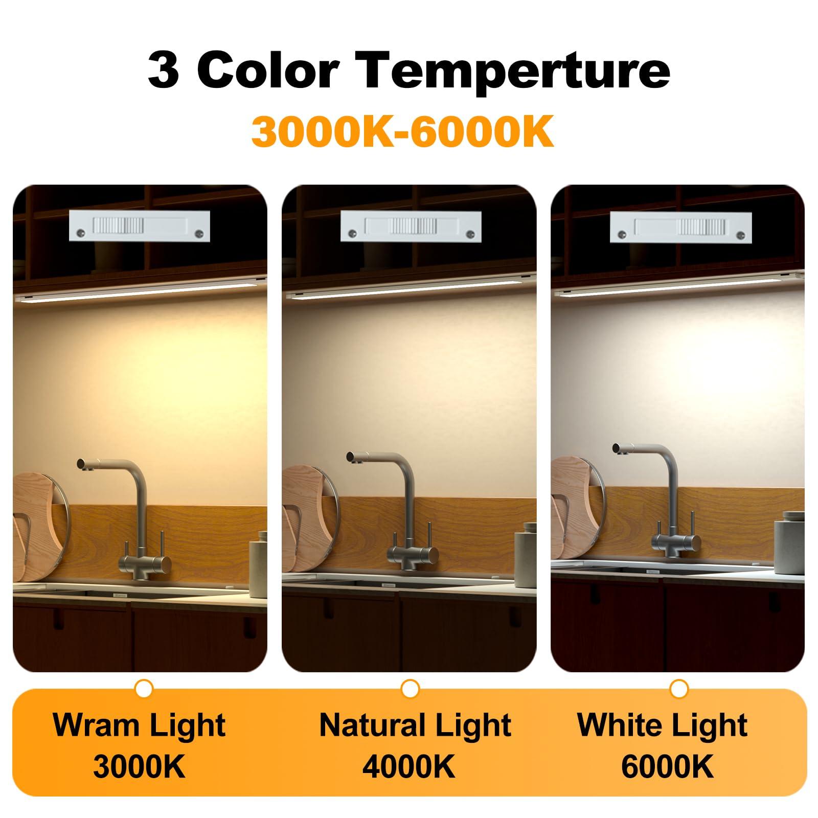Under Cabinet Lights with Hand Wave, 16 inch Under Counter Lighting 4000K Natural White,Dimmable,Plug and Play,LED Lights for Kitchen Cabinet, Cupboard, Closet, Desk (16'' Two-Pack) - Image 3