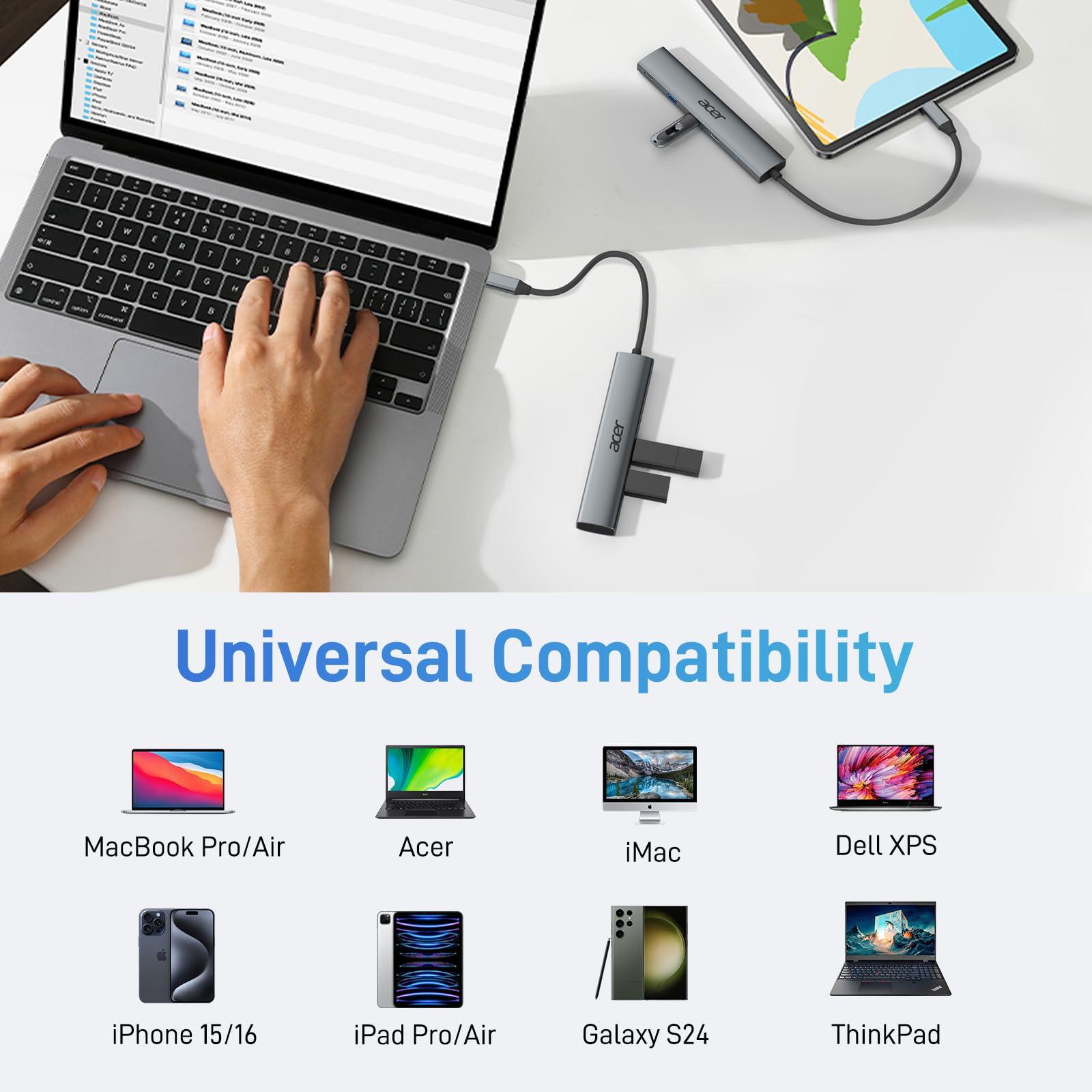 Acer 5 in 1 USB C Hub with 4K HDMI, 100W Power Delivery, 3 USB A Data Ports, USB C to HDMI Multiport Adapter for Laptop, PC, Tablet, MacBook Air, iPad Air, iMac, iPhone 15/16 Pro/Pro Max - Image 9