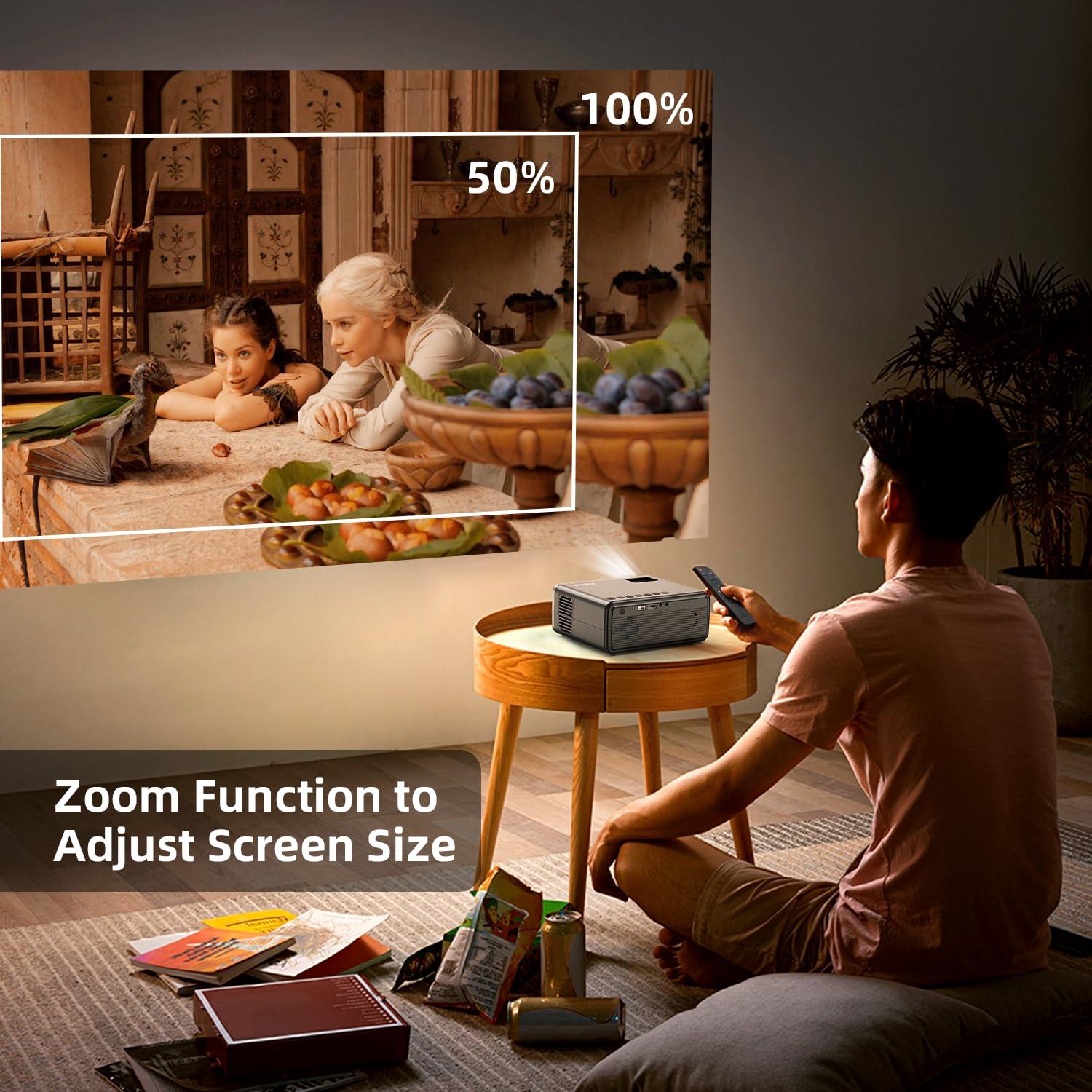FUDONI Projector with WiFi and Bluetooth 4K Supported, Upgraded Outdoor Movie Projectors Native 1080P FHD 12000L, Video Proyector for Home Theater, Compatible w/HDMI/USB/iOS/Android/Windows/TV Stick - Image 8