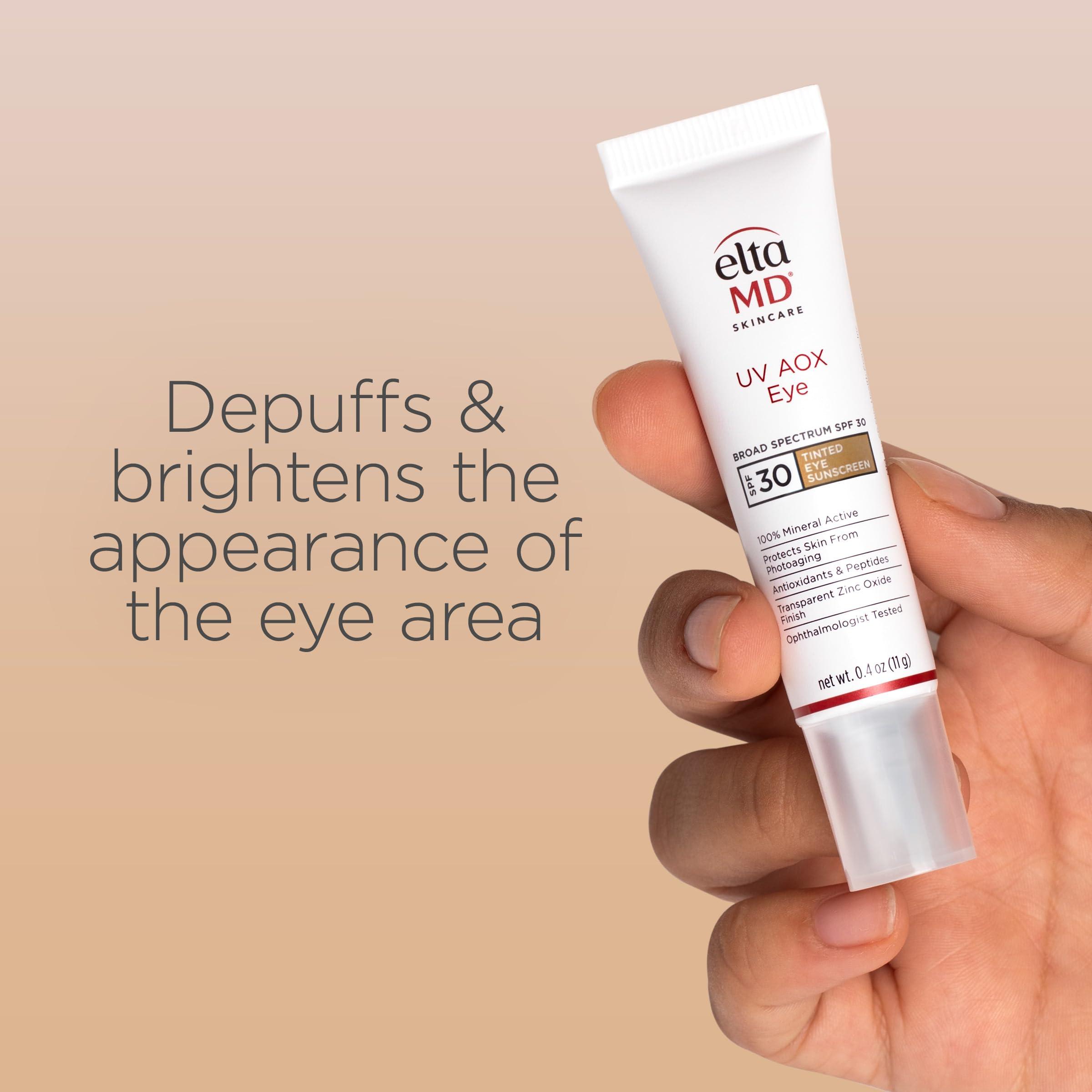 EltaMD UV AOX Tinted Mineral Sunscreen for Eye Area - SPF 30, Tinted Eye Sunscreen, 100% Mineral Face Formula with Anxtioxidants, 0.4 oz Tube - Image 2