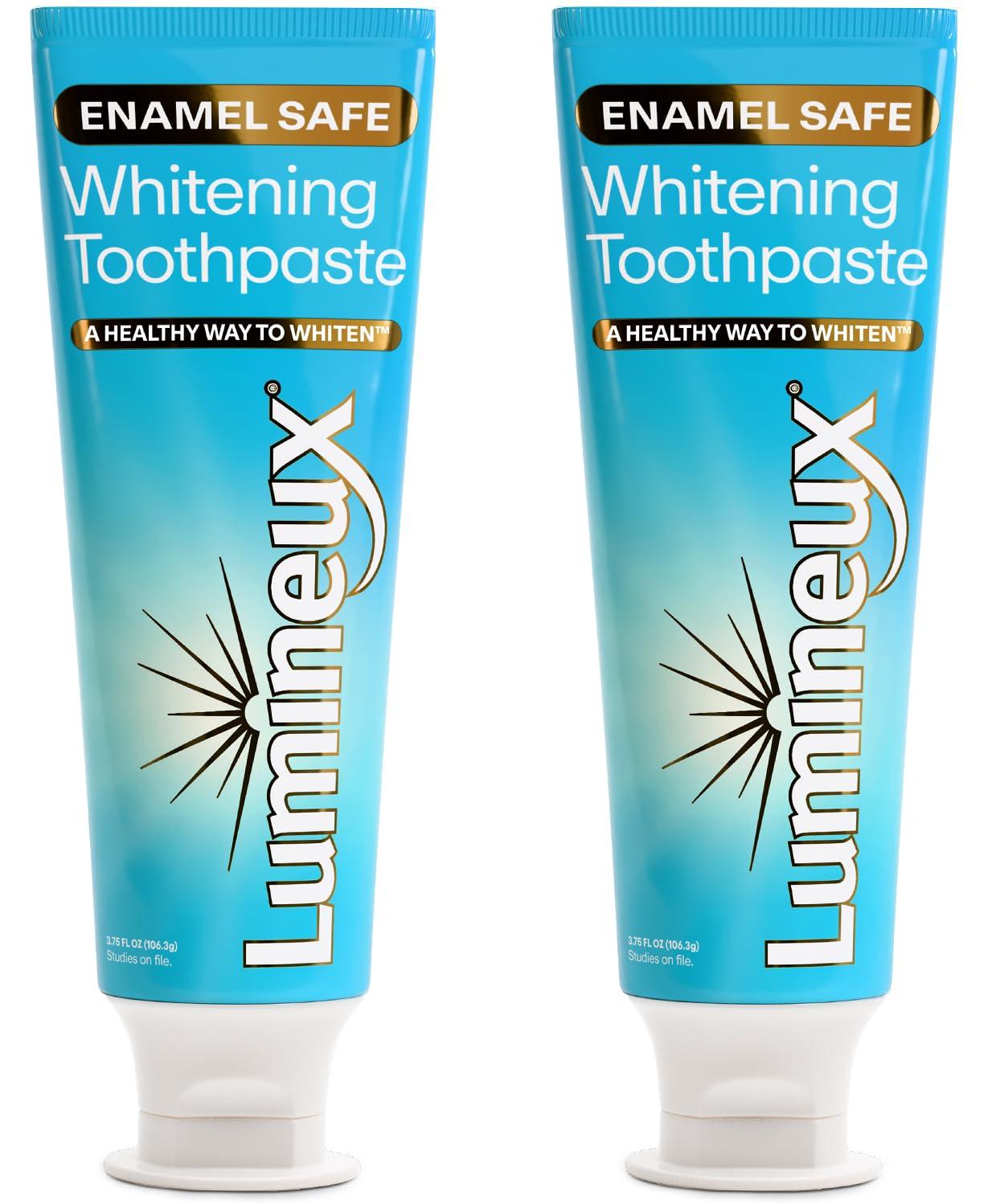 Lumineux Teeth Whitening Toothpaste 2 Pack Peroxide Free Enamel Safe for Sensitive Whiter Teeth, Fluoride Free, No Alcohol, Artificial Colors, SLS Free Dentist Formulated - 3.75 Oz