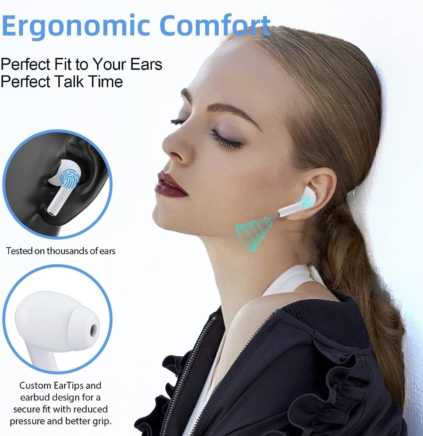 EOQIFJM True Wireless Earbuds Bluetooth 5.3 Mic Noise Cancelling IPX7 Waterproof Hi-Fi Stereo Sound Long Battery 40H Playtime Auto Pairing for iPhone Headphones pro,White - Image 8
