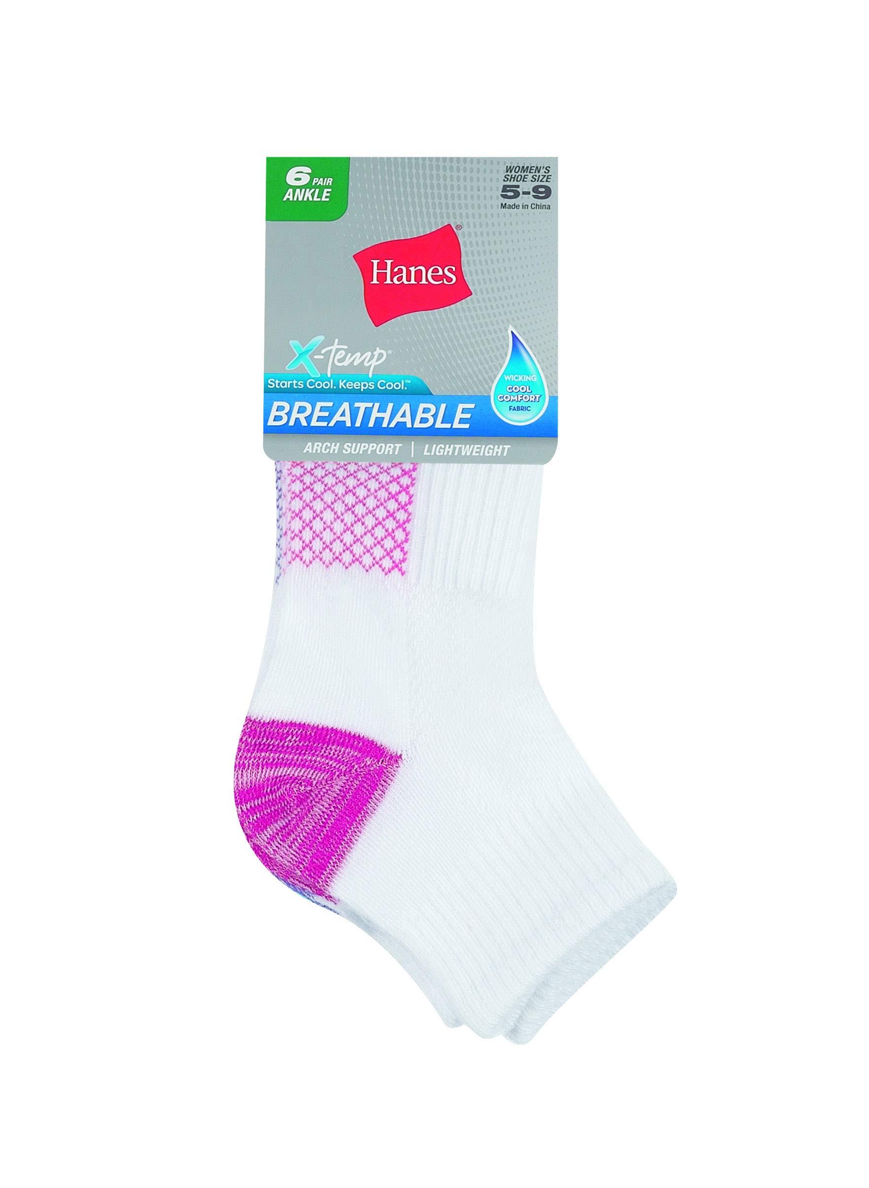 Hanes Women's 6-Pair Lightweight Breathable Ventilation Ankle Socks - Image 2