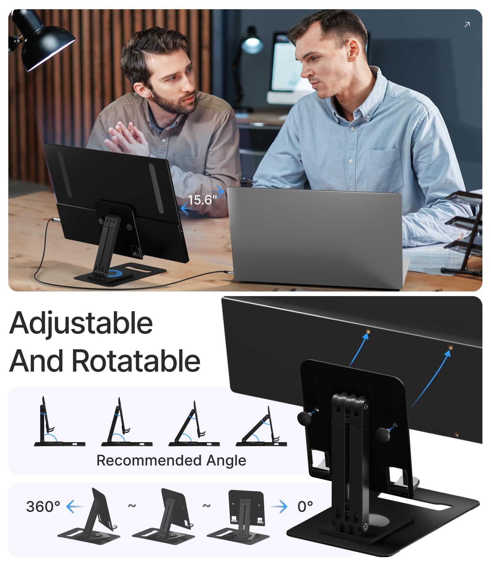 Ingnok 15.6'' FHD IPS Portable Monitor – Ultra Slim External Screen with USB C/HDMI for Laptop, Mac, PC, Phone, PS4, PS5, Switch (Renewed) - Image 4