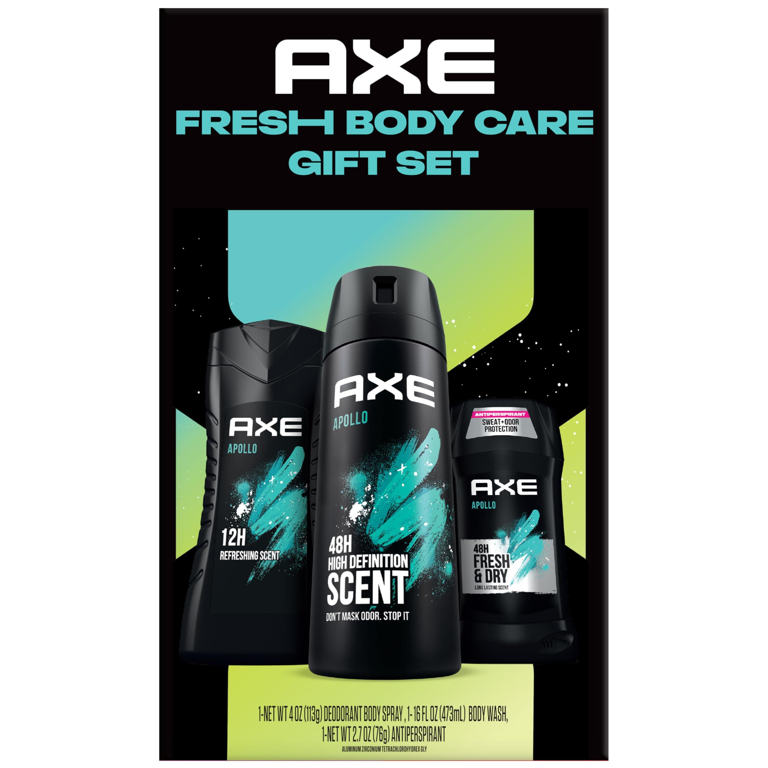 AXE Apollo Body Care Gift Set – Men’s Body Wash, Body Spray & Deodorant Set, Sage and Cedarwood (3 Piece Set)