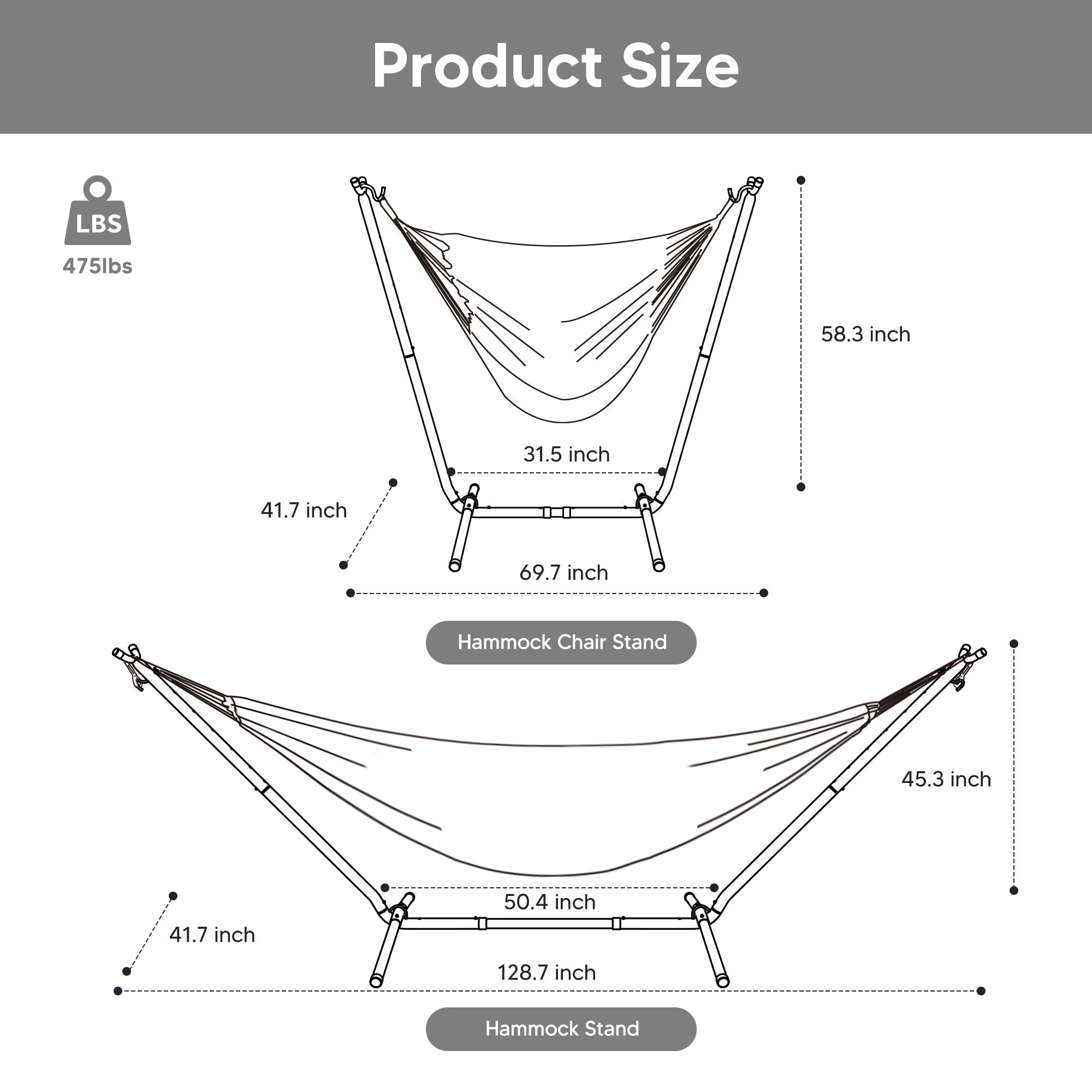 SUNCREAT 2-in-1 Hammocks Hammock Chair with Stand, 475 lbs Capacity, Heavy Duty Two Person Hammock with Stand, Patent Pending, Blue Stripe - Image 2