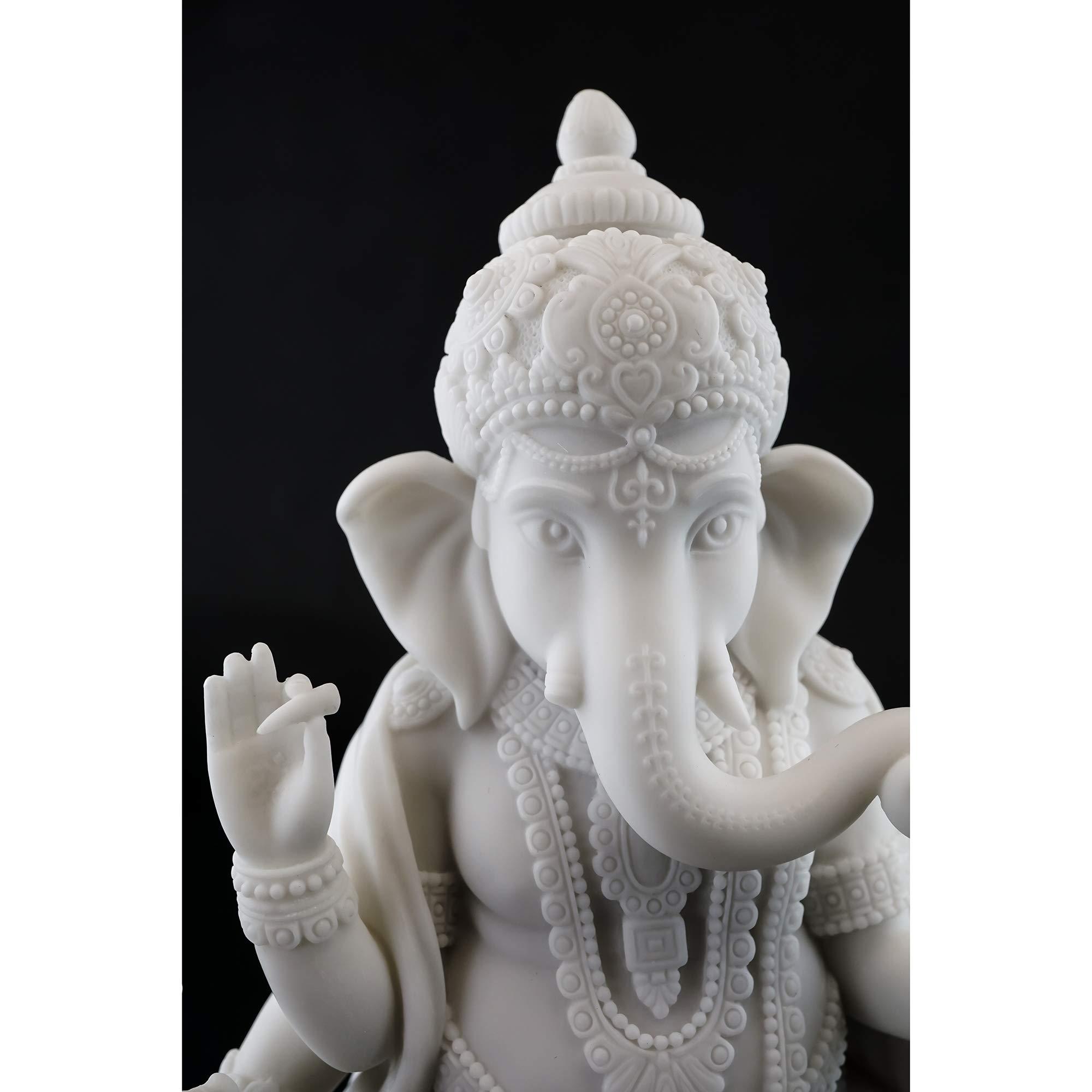 Top Collection 7.5" H 4.75" Standing Ganesh Statue in White Marble Finish - Hindu Lord of Success Sculpture - Image 5