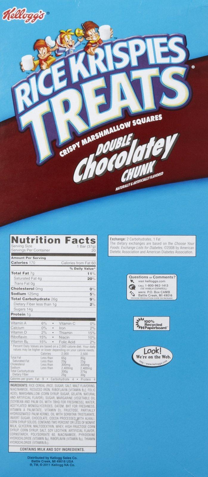 Kellogg's Rice Krispies Treats Double Chocolatey Chunk Bars-1.3 oz, 20 ct - Image 2