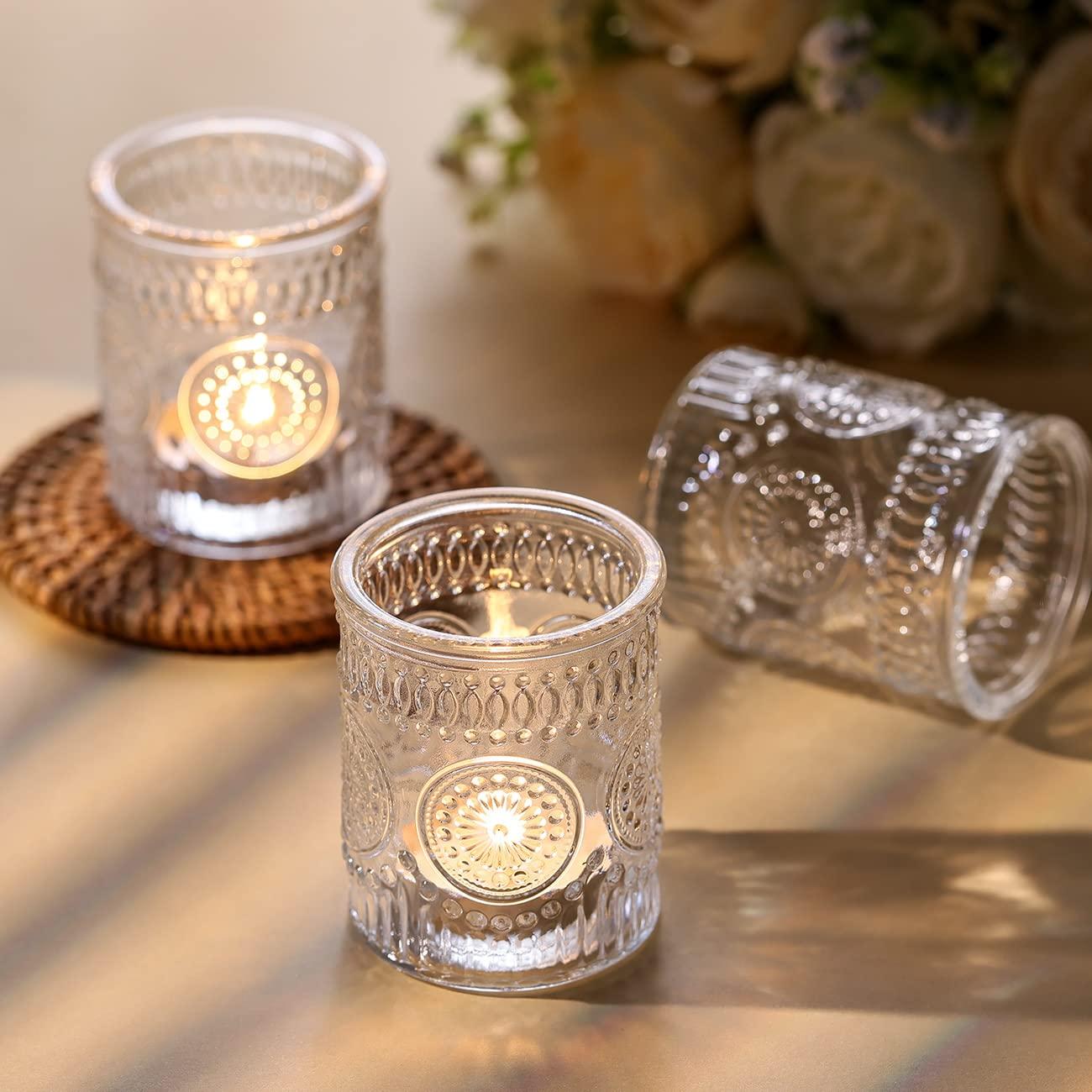 DARJEN Clear Votive Candle Holders Set of 36- Glass Candle Holders Bulk for Tea Light Candle, Embossed Candle Votives for Wedding Centerpiece, Living Room & Home Table Decor - Image 6