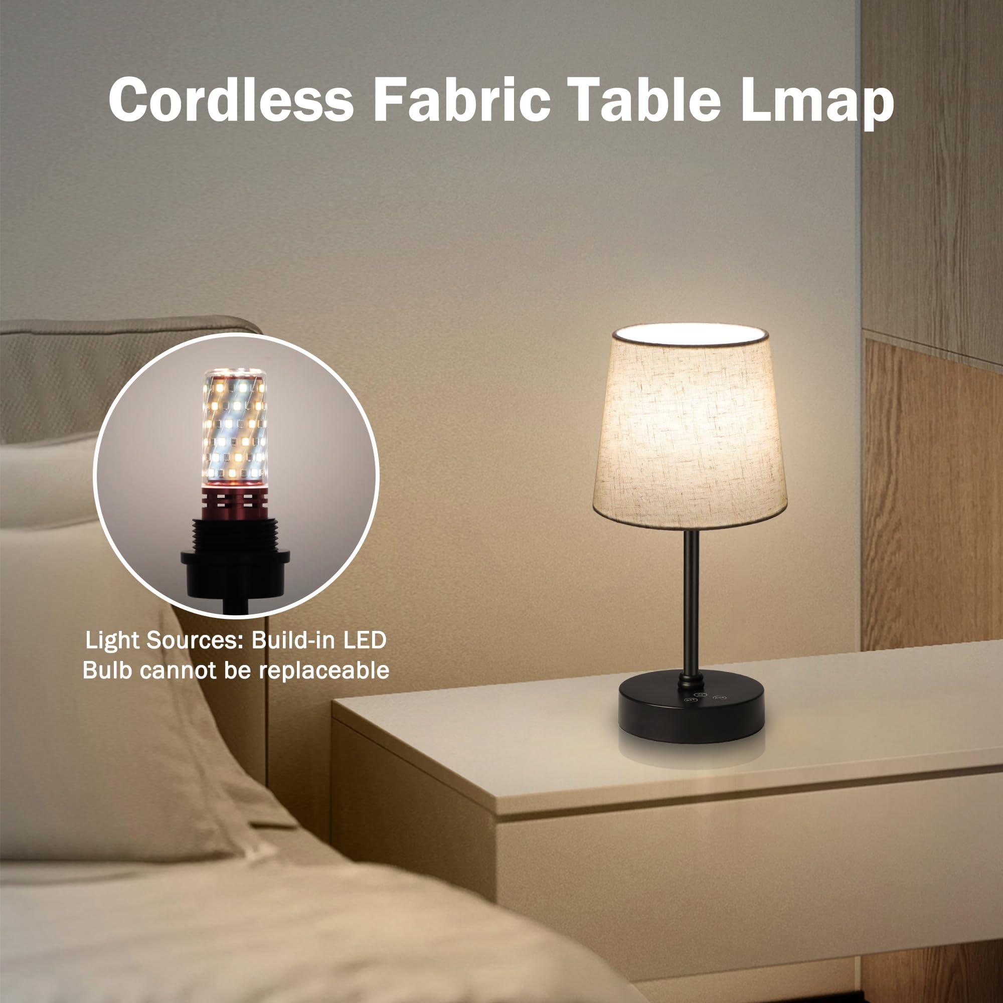 Ascher Small Cordless Table Lamp RGB 7 Color Changing, 3 Color Temperatures, Built-in Rechargeable Battery, Dimmable Portable Bedside Night Lamp, Flaxen Shade Ambient Light for Restaurant, Bedroom - Image 7