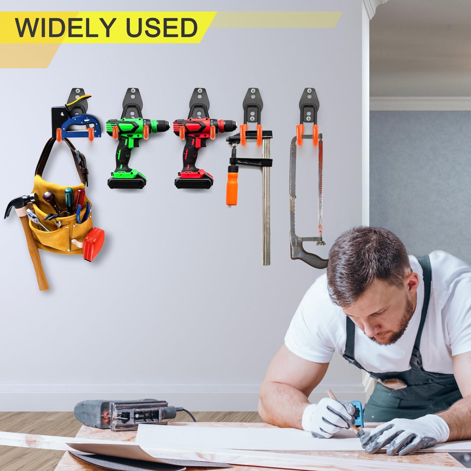 LUPYJI 2 Pack Garage Hooks Heavy Duty Storage Organizer Wall Mount Power and Garden Tool Hangers, for Hanging Ladders, Ropes, Hose, Bulk Items - Image 2