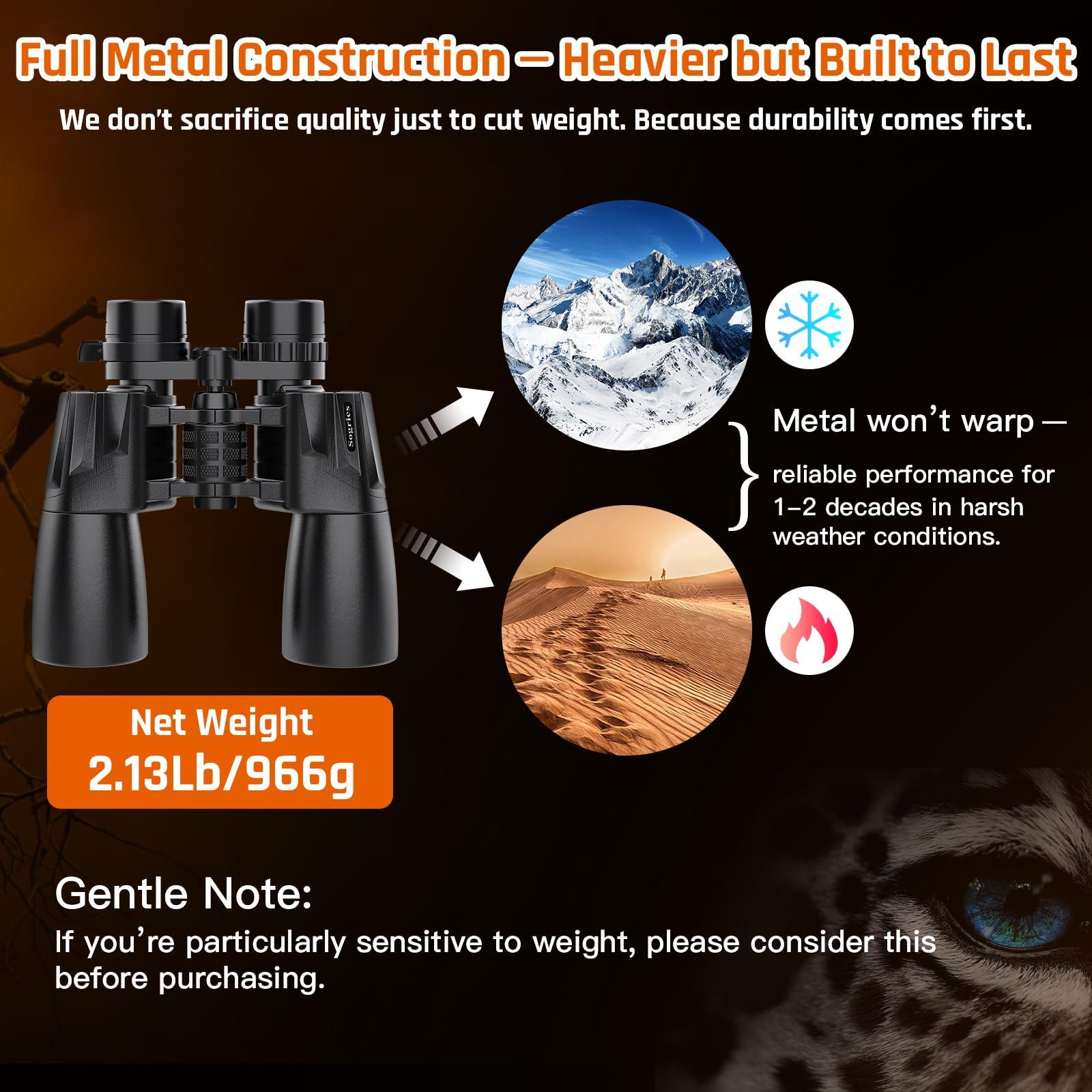 10-30x50 Zoom Binoculars for Adults, High Powered Military Binoculars for Bird Watching Traveling Hunting Concerts with Large View,BAK4,FMC Lens,Clear Low Light Vision at Night - Image 3