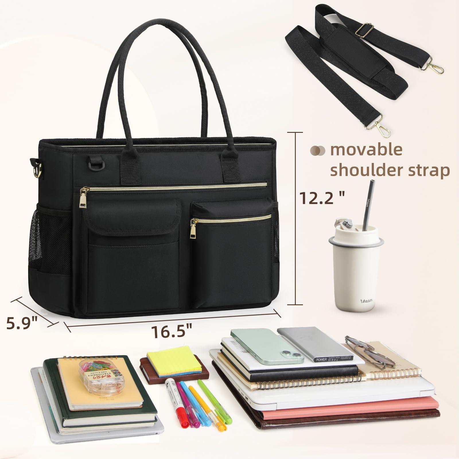 RAINSMORE Laptop Bag for Women 15.6 Inch Work Teacher Tote Nurse Bag Professional Laptop Tote Computer Messenger Shoulder Bags Large Handbag Business Office Work Briefcase - Image 6