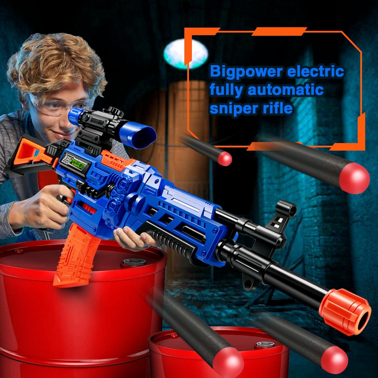 Bigpower Electric Kids Toy Sniper Rifle with Scope Tactical Vest Kit Big Size,4 in 1 Automatic Kids Sniper Rifle Toy Guns for Boys 8-12,Rifle Dart Guns for Adults，Toy Guns with 2 Removable Magazines - Image 7