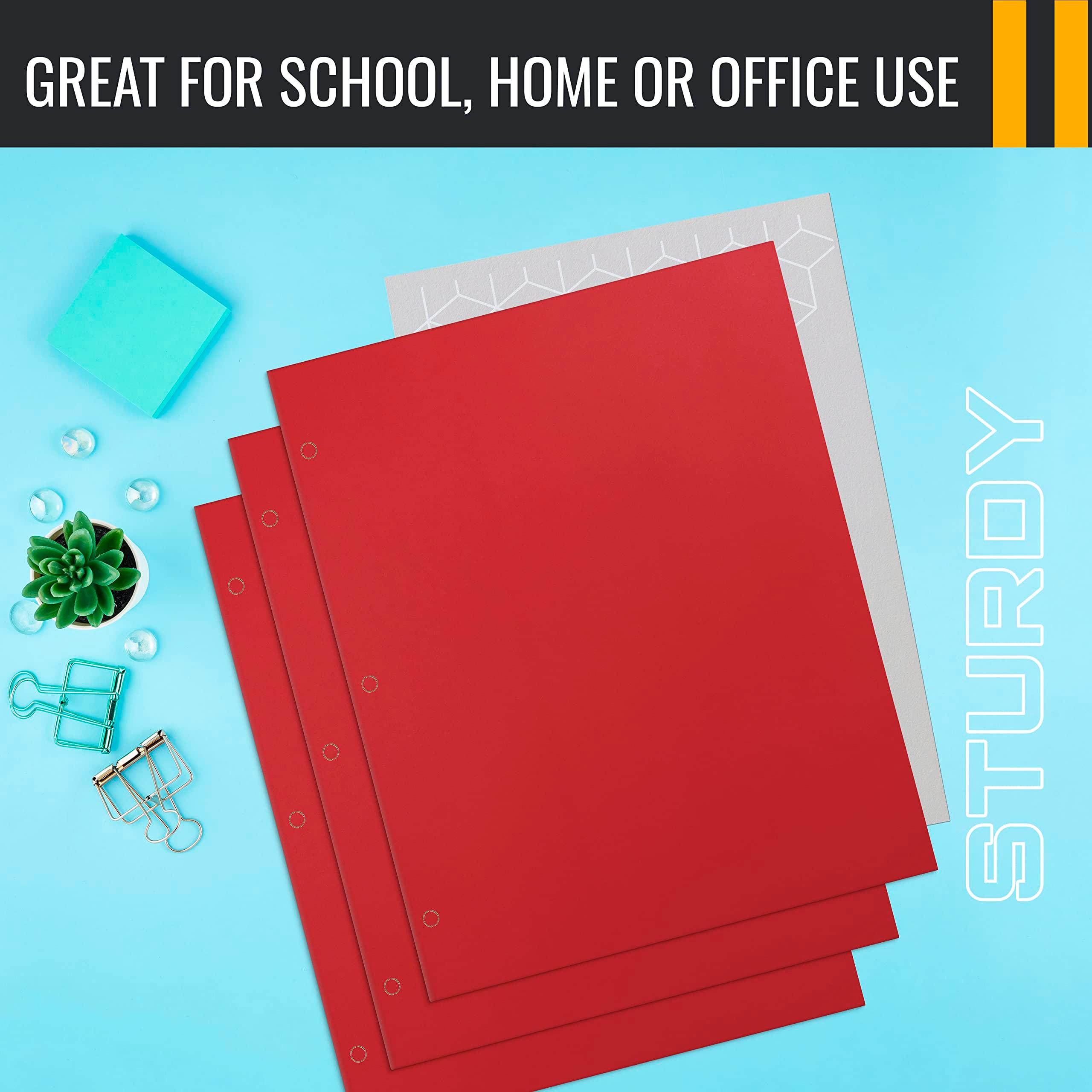 Better Office Products Two Pocket Portfolio Folders, 50-Pack, RED, Letter Size Paper Folders, 50 Pieces, Red - Image 6