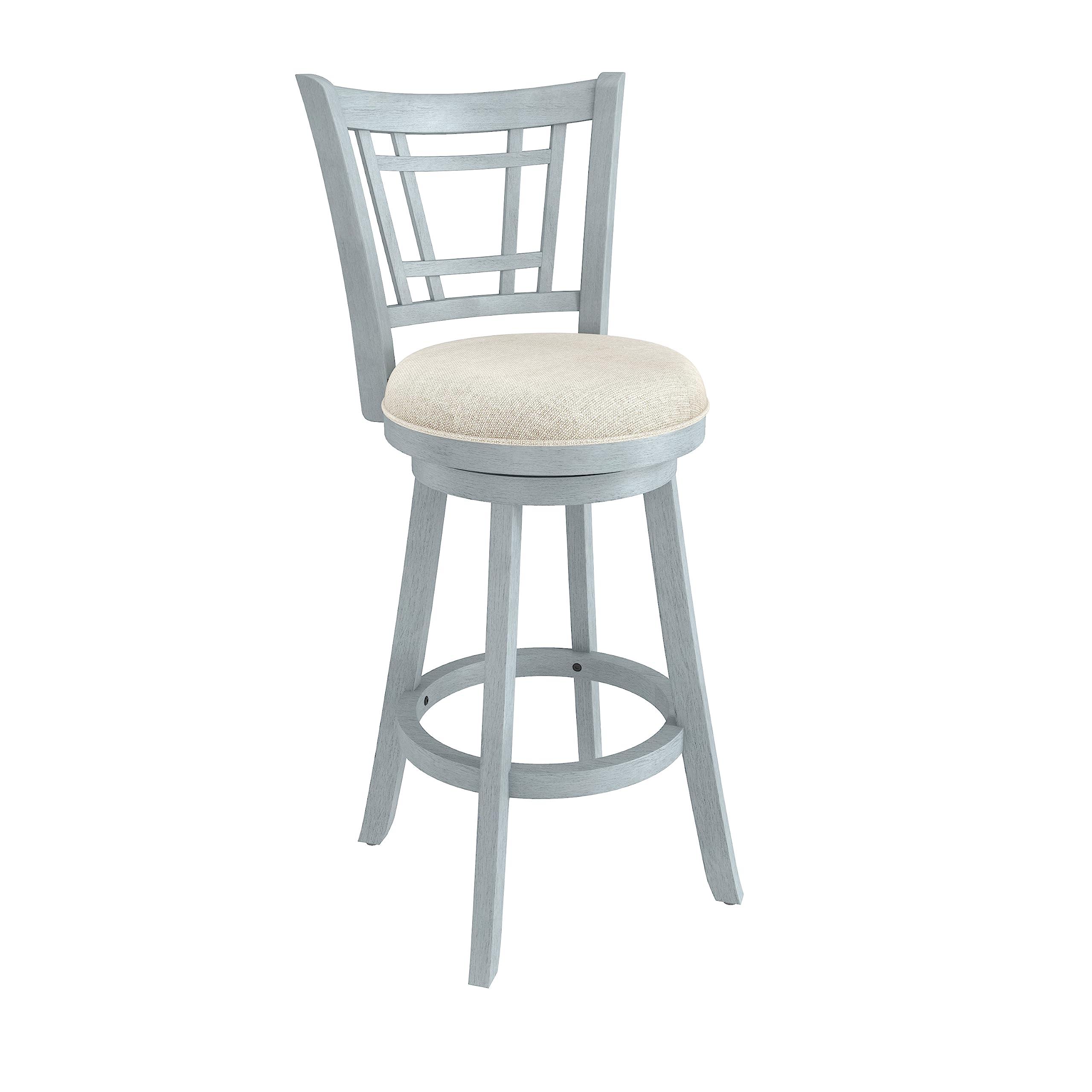 Hillsdale Fairfox 30.5" Wood Swivel Bar Height Stool, Blue Wire Brush