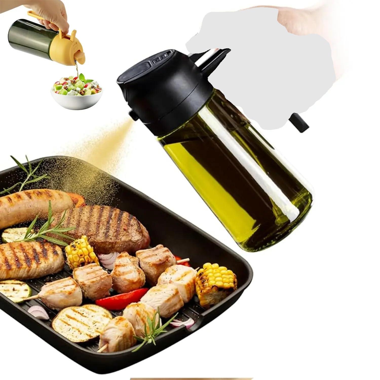 AZZS 16oz Olive Oil Dispenser Bottle, Oil Sprayer for Cooking, Air Fryer, Salad, BPA-Free, 470ml, Black - Image 2