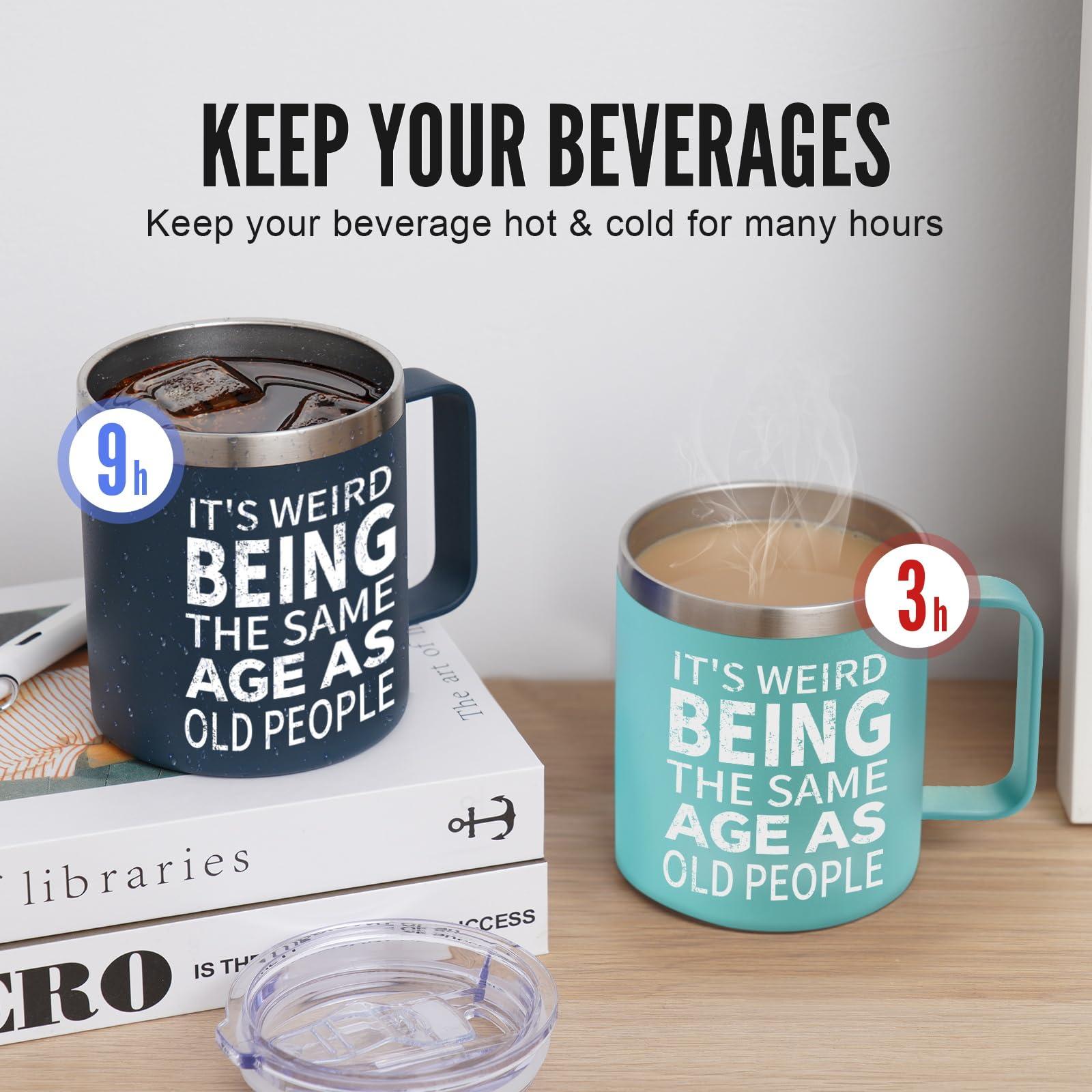 NOWWISH Fathers Day Funny Gifts for Dad - Weird Being the Same Age as Old People Mug - Birthday Gifts fo Men, Old People, Him, Husband, Grandpa (14oz, Navy Blue) - Image 5