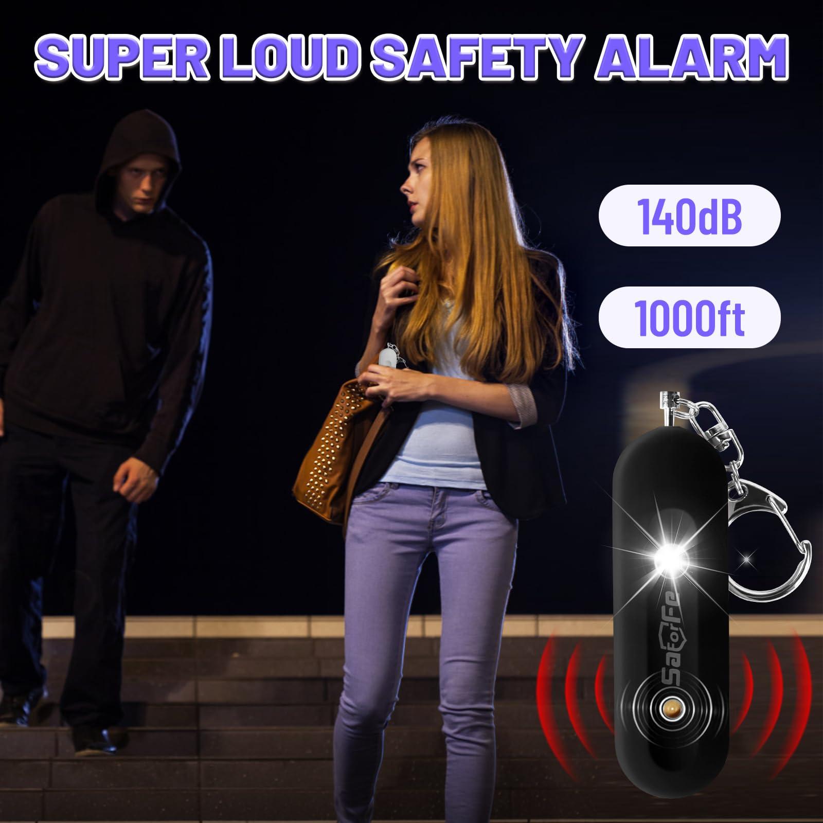 Rechargeable Personal Safety Alarm for Women - 140dB Self-Defense Security Alarm Keychain with Strobe Light, Emergency Security Alert Devices for Women Girls Kids Elderly (Black) - Image 3
