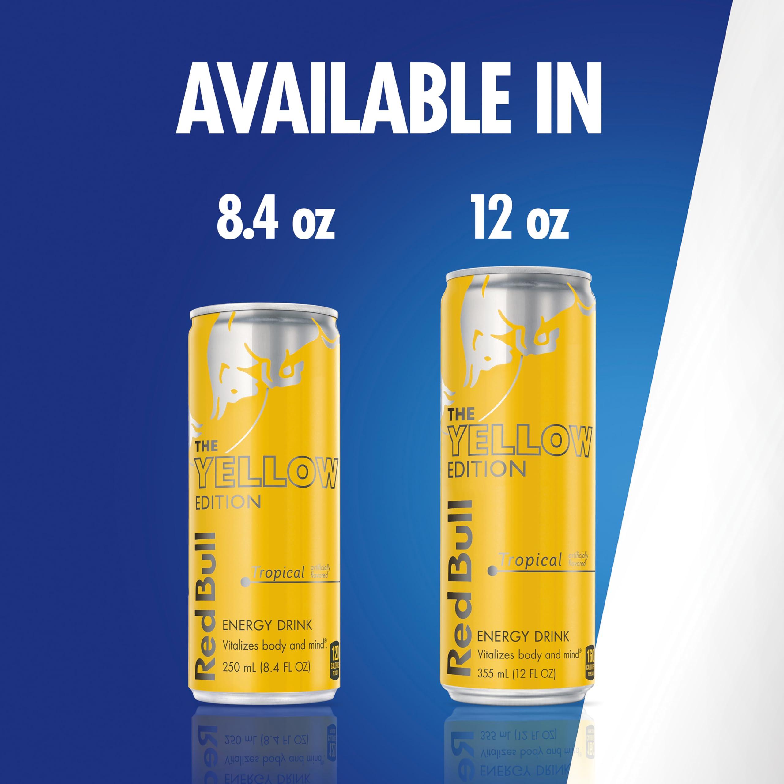 Red Bull Yellow Edition Energy Drink, Tropical, with 114mg Caffeine plus Taurine & B Vitamins, 12 Fl Oz, Pack of 24 Cans - Image 7