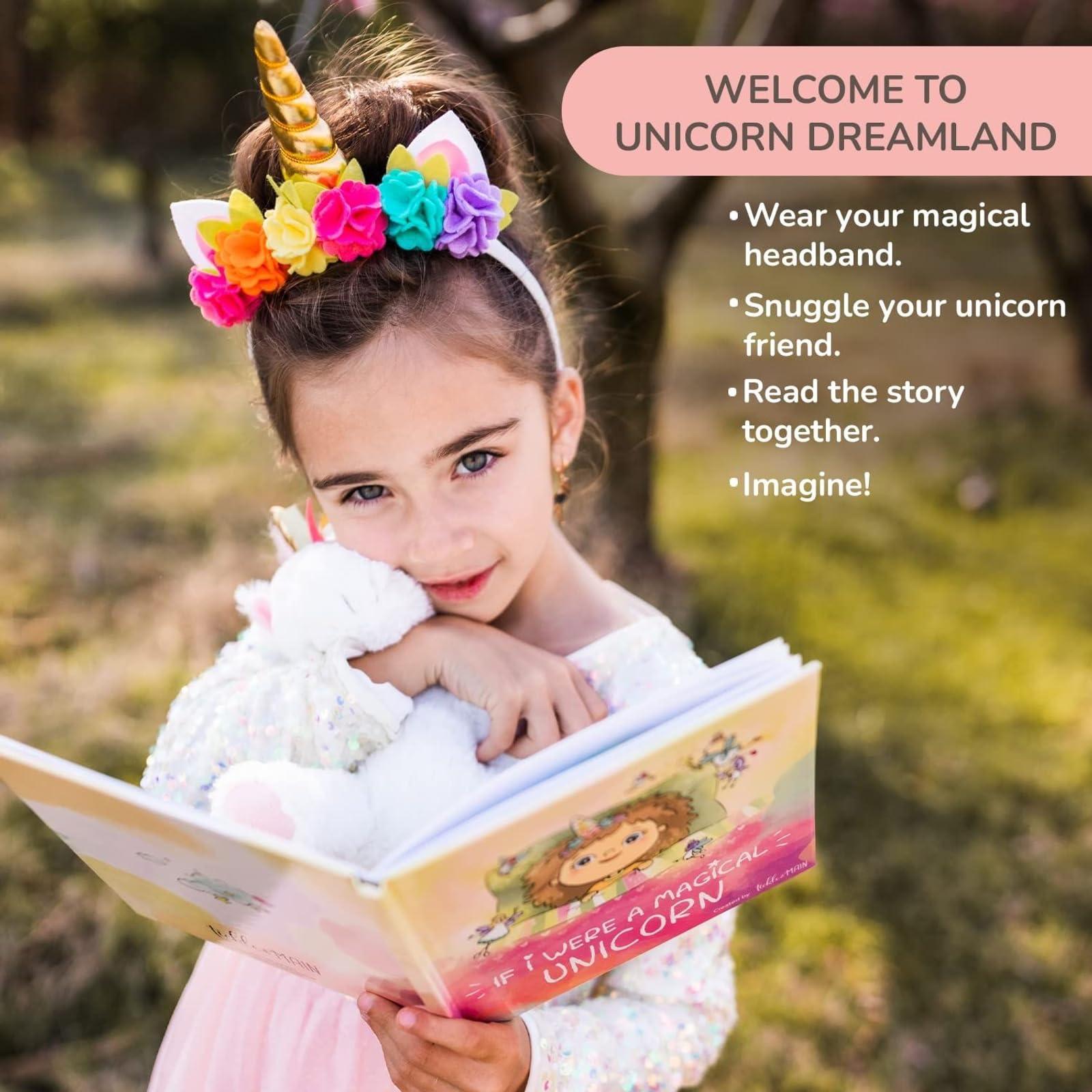 Tickle & Main 3 Pieces Unicorn Gift Sets for Girls Age 3 or Up, with Rainbow Horn Headband, Animal Plushie Toy and Storybook Set - Image 5