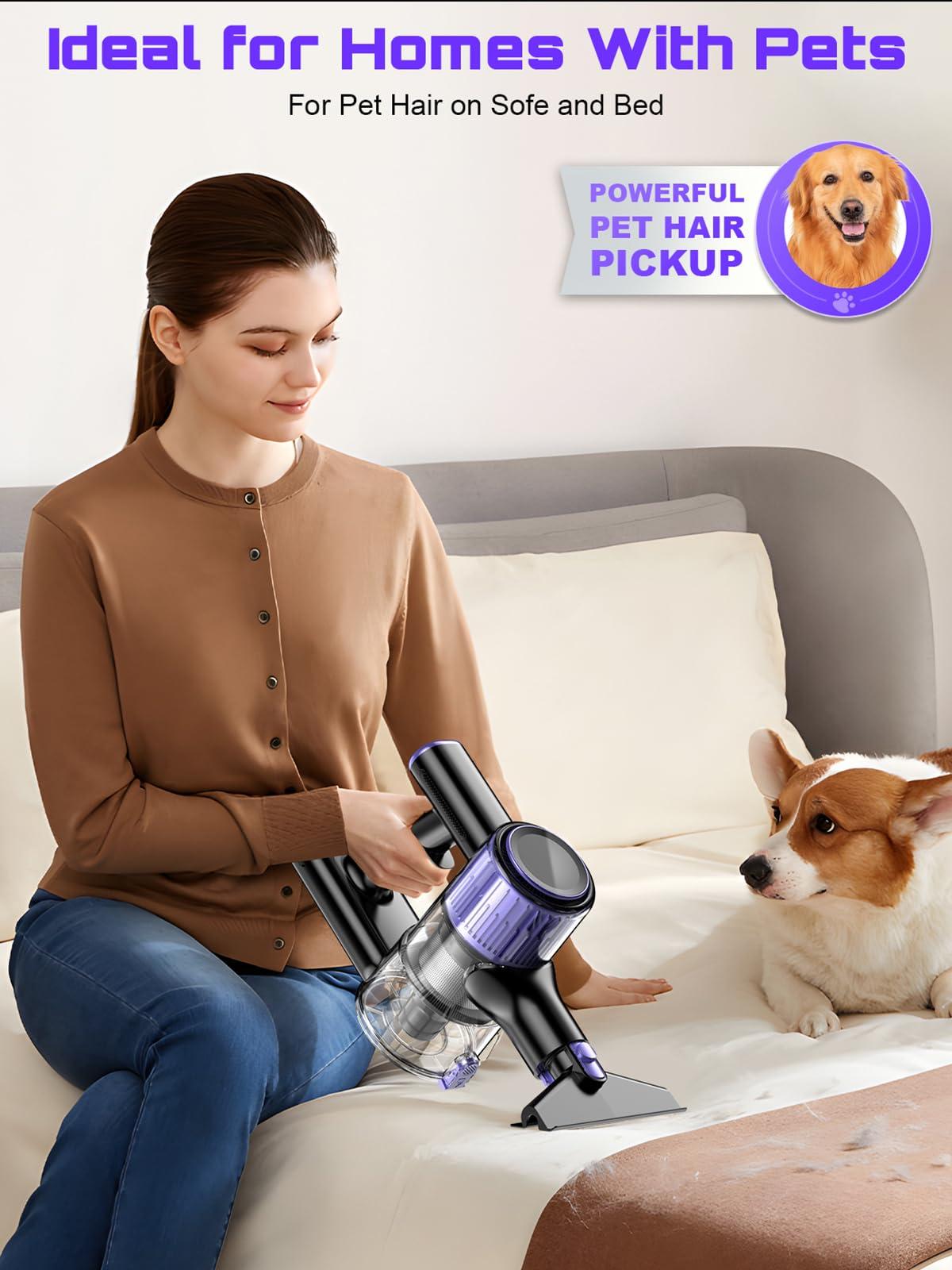 Cordless Vacuum Cleaner, 10 in 1 Stick Vacuum with Powerful Suction, Hose, Green LED Light, Anti-Tangle Brush, Lightweight Rechargeable Vacuum Cleaner for Home, Hardwood Floors, Carpets, Pet Hair - Image 6