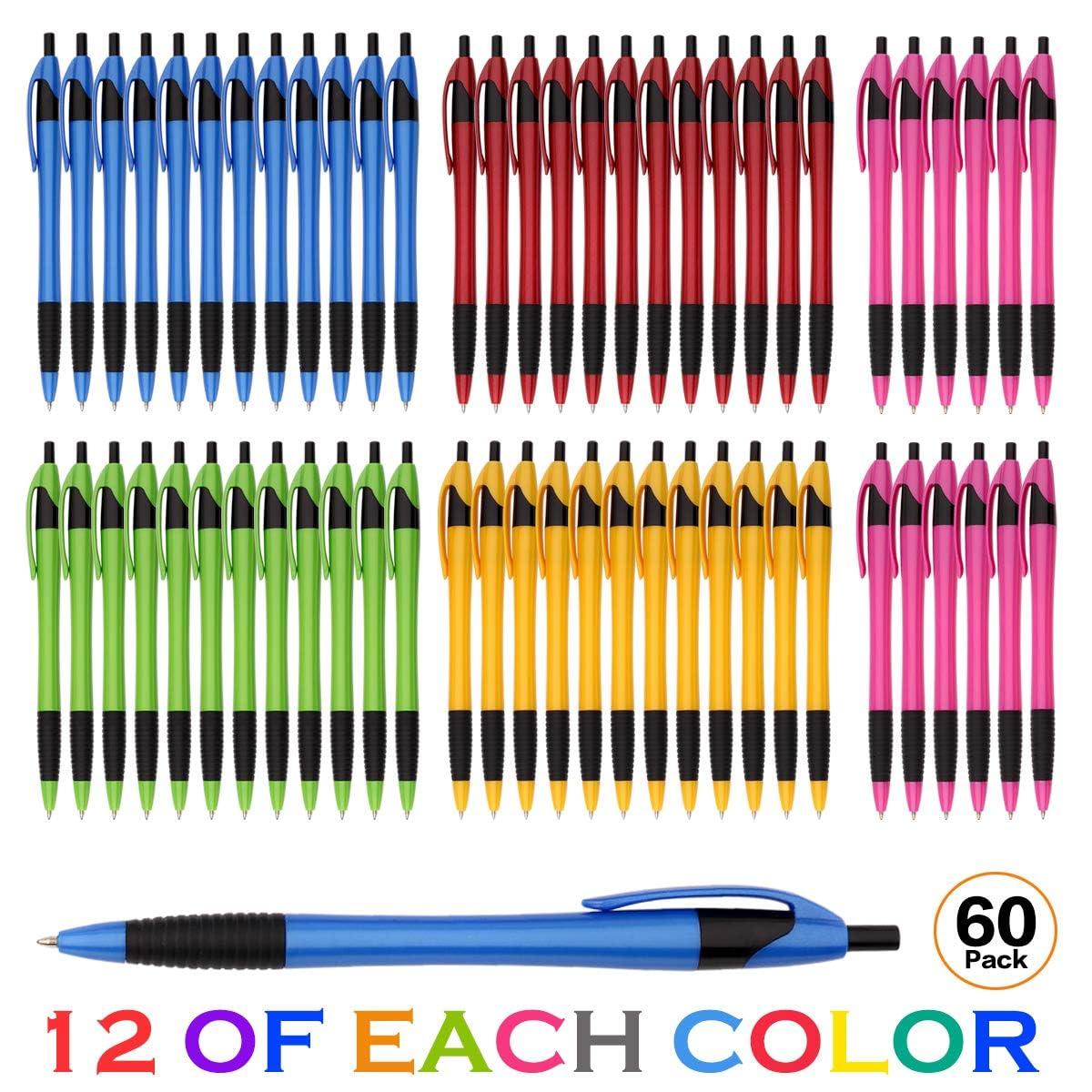 Pens Bulk Gripped Slimster Retractable Ballpoint Pen Medium Point Black ink Smooth Writing Pens for Journaling No Bleed (60Pack) - Image 3