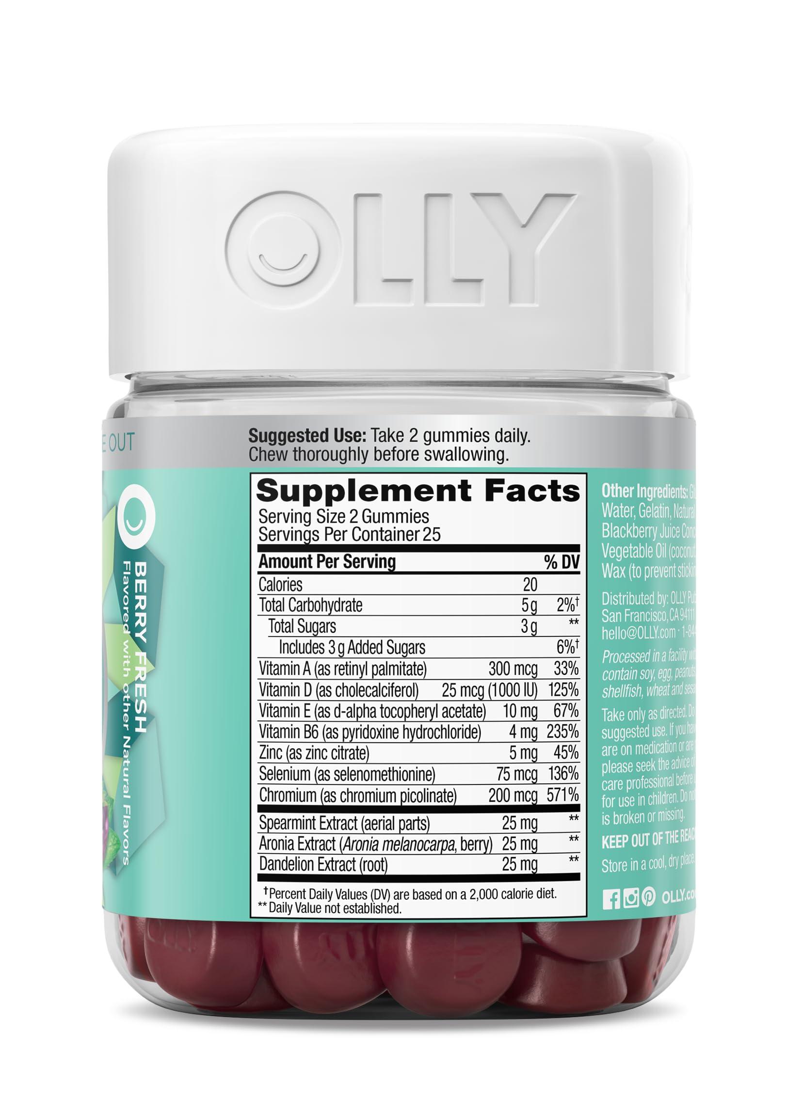 OLLY Flawless Complexion Gummy, Clear and Healthy Skin Support, Vitamins E, A, Zinc, Chewable Supplement, Berry - 50 Count (Pack of 1) - Image 7