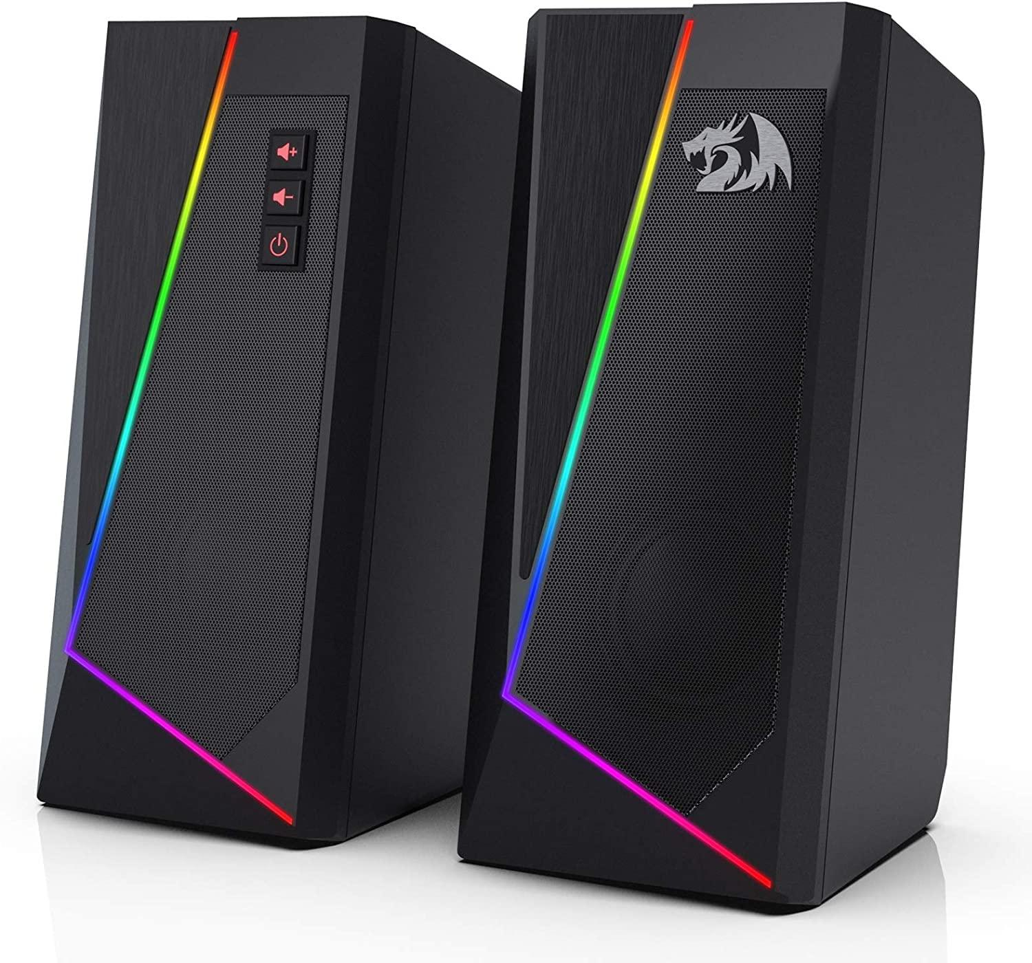 Redragon GS520 RGB Desktop Speakers, 2.0 Channel PC Computer Stereo Speaker with 6 Colorful LED Modes, Enhanced Sound and Easy-Access Volume Control, USB Powered w/ 3.5mm Cable - Image 9