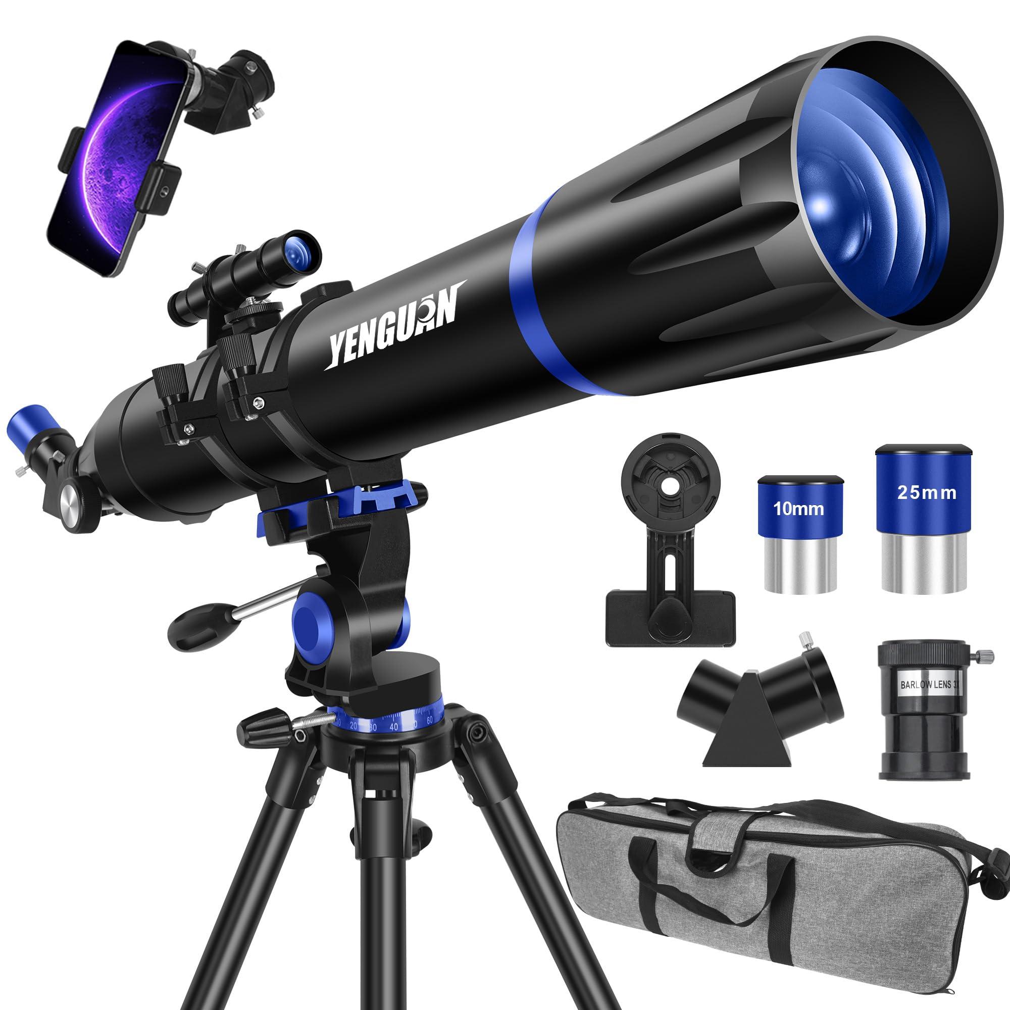 Telescope, 90mm Aperture 800mm-Telescope for Adults & Kids, Professional Refractor Telescopes for Adults High Powered, Beginner-Friendly, Phone Adapter & Stable Stainless Tripod, Portable Carry Bag