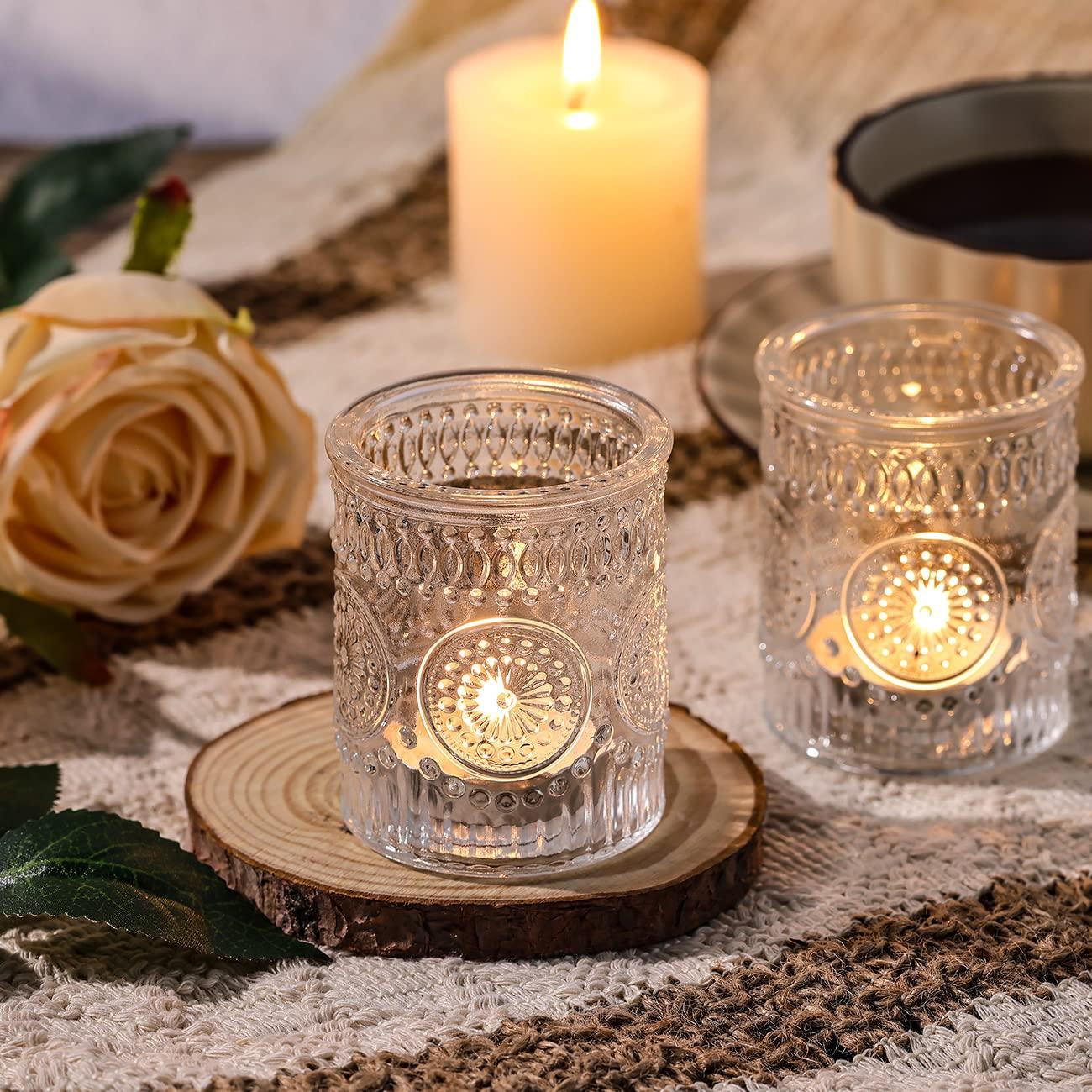 DARJEN Clear Votive Candle Holders Set of 36- Glass Candle Holders Bulk for Tea Light Candle, Embossed Candle Votives for Wedding Centerpiece, Living Room & Home Table Decor - Image 2