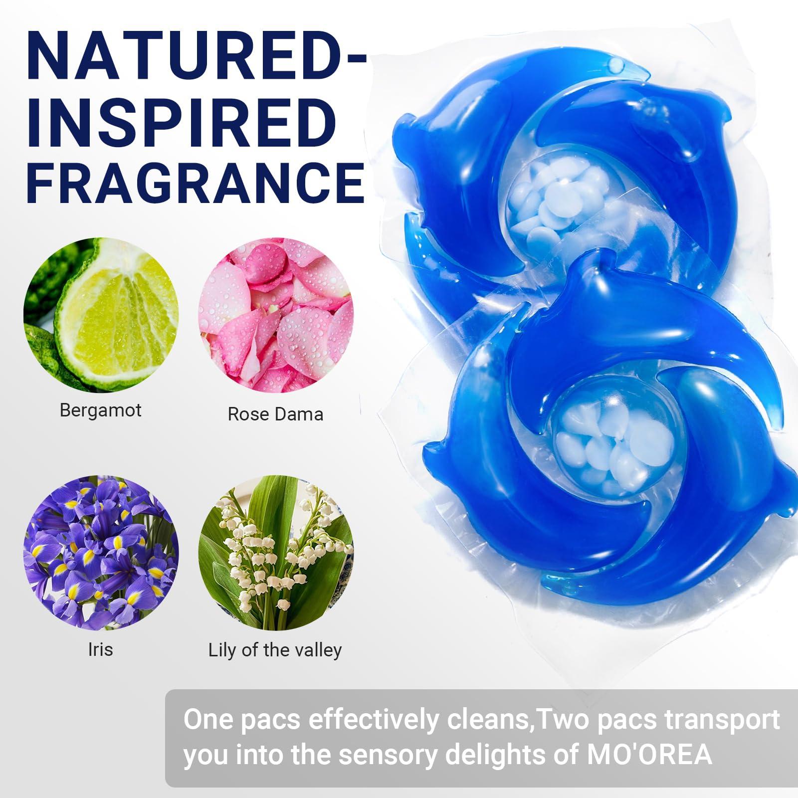MO'OREA Laundry Detergent Pods,Blue Fresh Scent,Long Lasting Scent,2 in1 Pacs with Scent Booster Beads,120 count,Washing Detergent Pods (Ocean) - Image 4