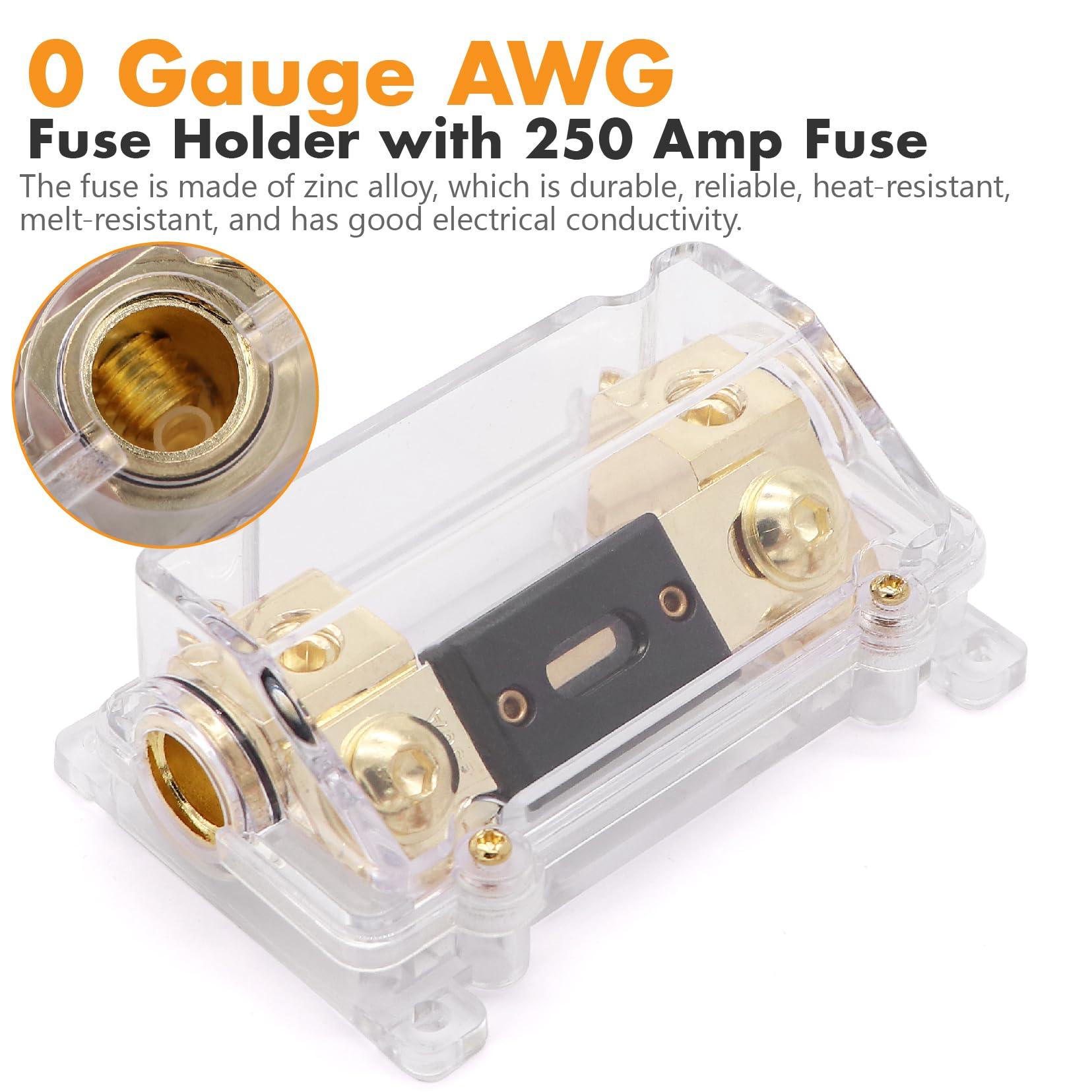 1/0 Gauge Car Amplifier Power Ground Wire Kit Battery Cable，Automotive Wire, Big 3 Upgrade Kit, Amp Install Wiring Kit with Lugs Terminal ANL Fuse and Heat Shrink Tube - CCA Wire 40 FT - Image 8