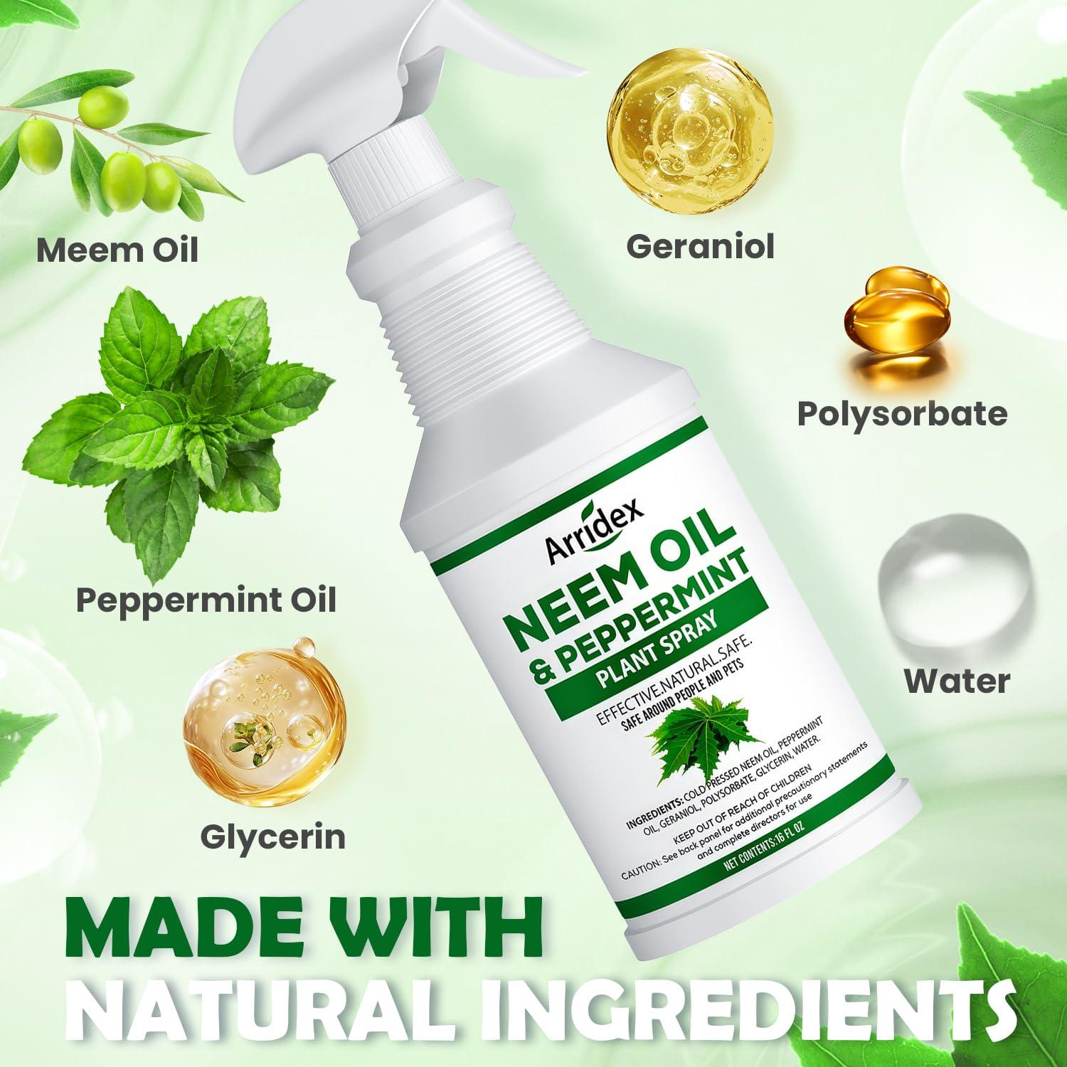 Neem Oil Spray for Plants with Peppermint Oil, Natural Neem Oil Spray for Indoor and Outdoor Plants, Suitable for Organic Gardening (16oz, Pet Safe, Non Toxic) - Image 4