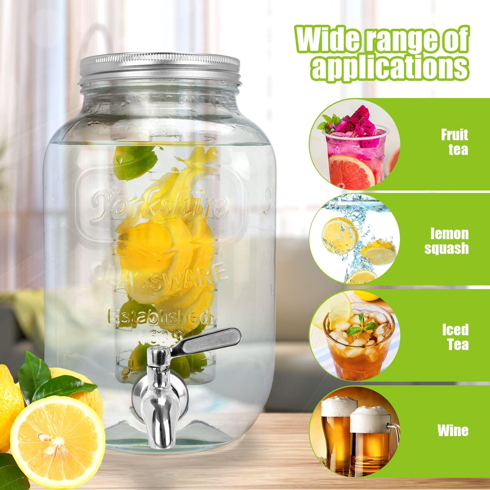 1 Gallon Glass Drink Dispensers For Parties 2PACK.Beverage Dispenser,Glass Drink Dispenser With Stand And Stainless Steel Spigot 100% Leakproof.Lemonade Dispenser With Ice Cylinder.Laundry Detergent - Image 4