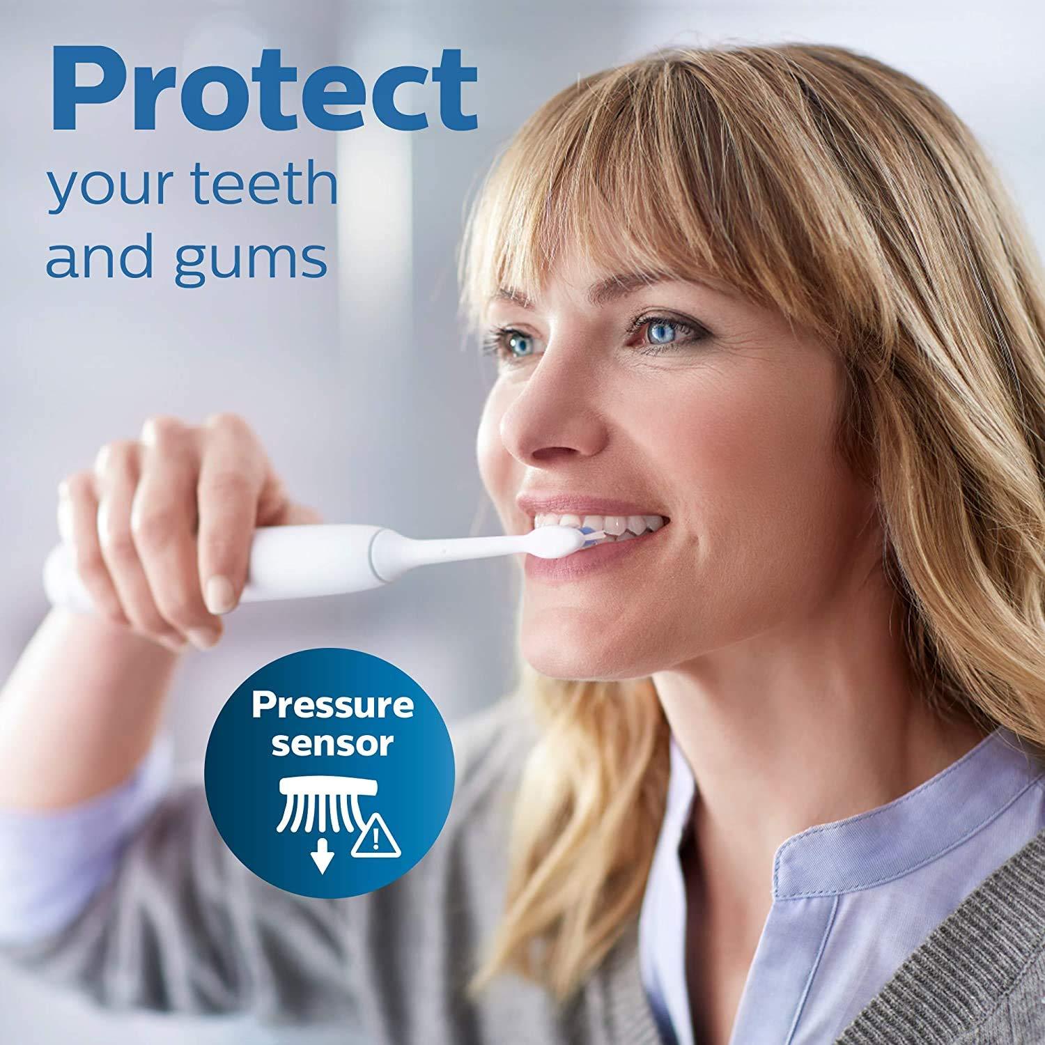 Philips Sonicare ProtectiveClean 5100 Rechargeable Electric Toothbrush, with Pressure Sensor, 3 Cleaning Modes, SmarTimer and QuadPacer, 14-Day Battery Life, Travel Case, Black, Model HX6850/60 - Image 3
