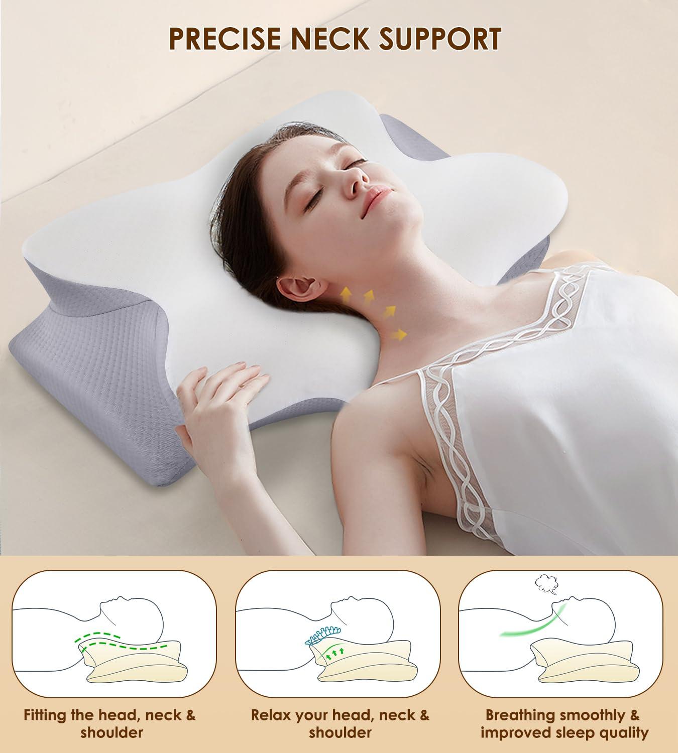 FAIORD Cervical Pillow for Neck and Shoulder, Ergonomic Contour Memory Foam Pillows for Sleeping with Washable Pillowcase, Cooling Neck Support Pillow for Side Back Stomach Sleeper - Image 3