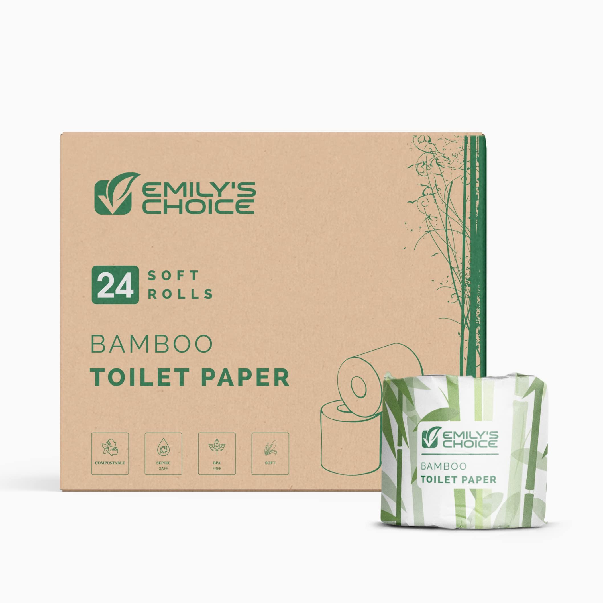 Emily's Choice Bamboo Toilet Paper, 24 Soft Rolls, 3-Ply, 200 Sheet per Roll, Tree Free Product, 100% Bamboo Pulp, Soft, TCF
